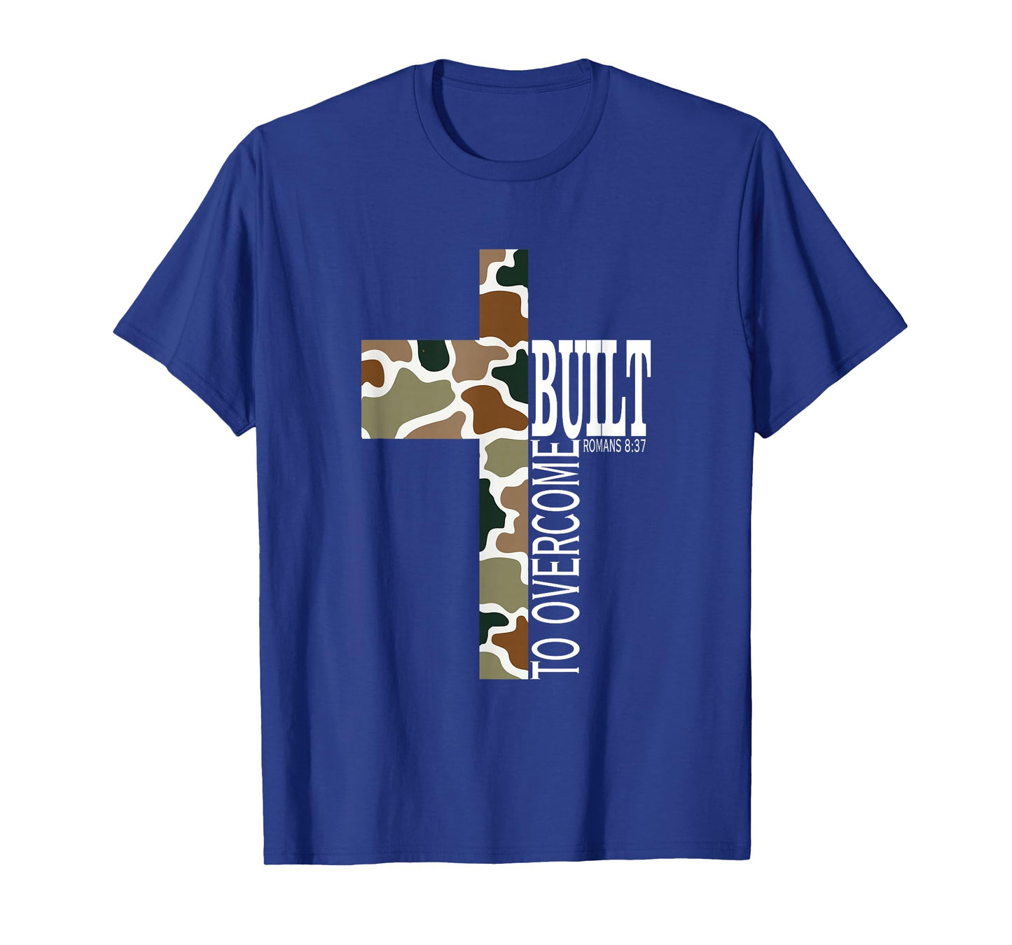 Built to Overcome Camo Gym Faith Christian Workout Scripture T-Shirt