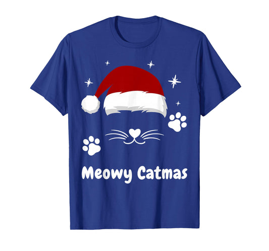 Meowy Catmas Cute Kitten Cats Santa Hat Christmas Xmas T-Shirt