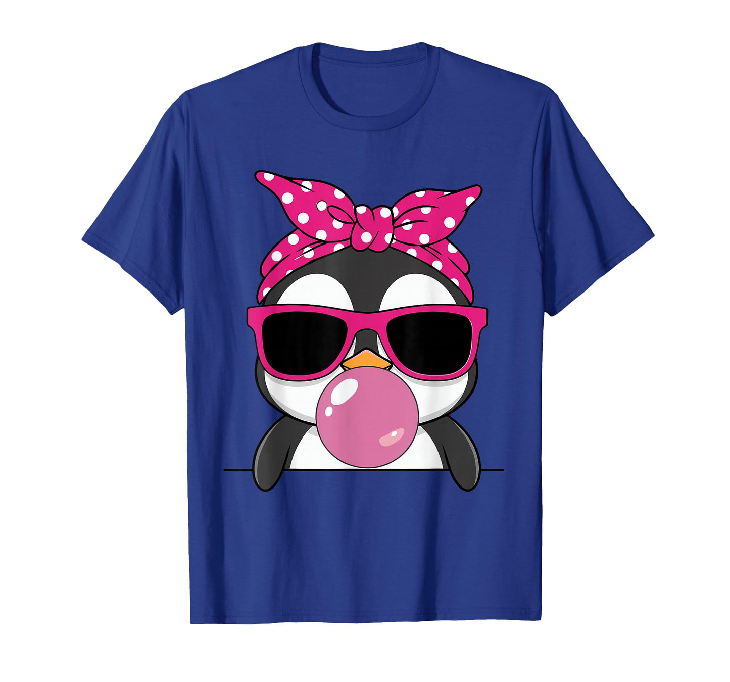 Penguin Kawaii Girl Pink Bandana Funny Penguin Bubblegum T-Shirt