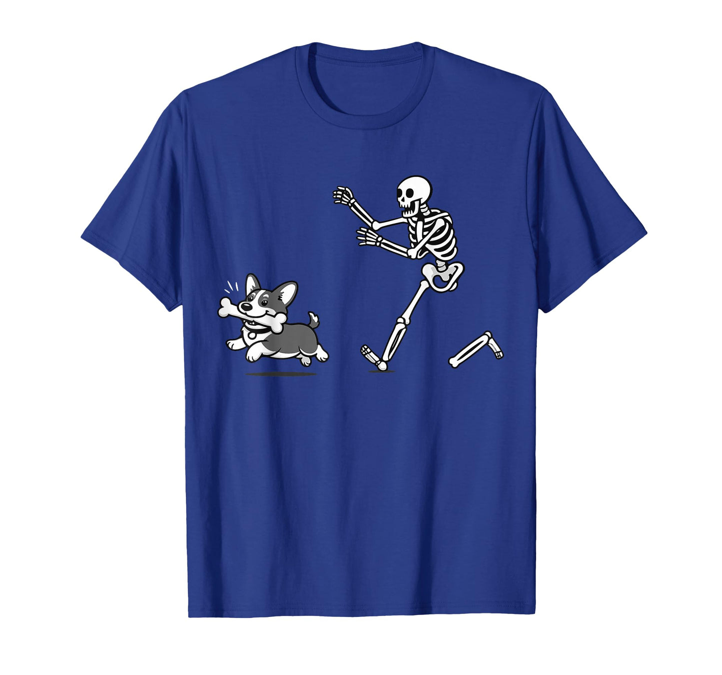 Skeleton Chasing Corgi Halloween Vibe Corgi Dog Lover T-Shirt