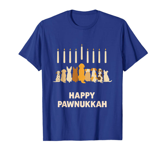 Happy Pawnukkah – Funny Jewish Hanukkah Dog Menorah Design T-Shirt