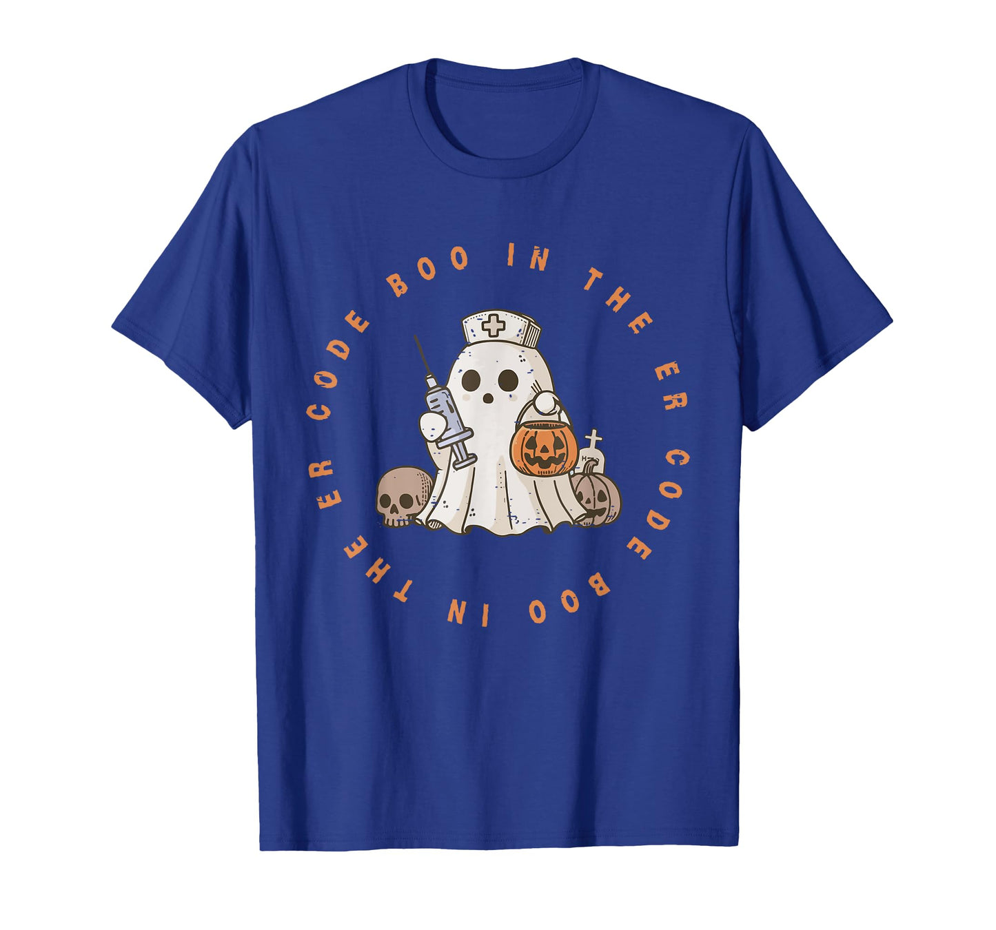 Code Boo In The ER Nurse Halloween Cute Ghost Spooky Season T-Shirt