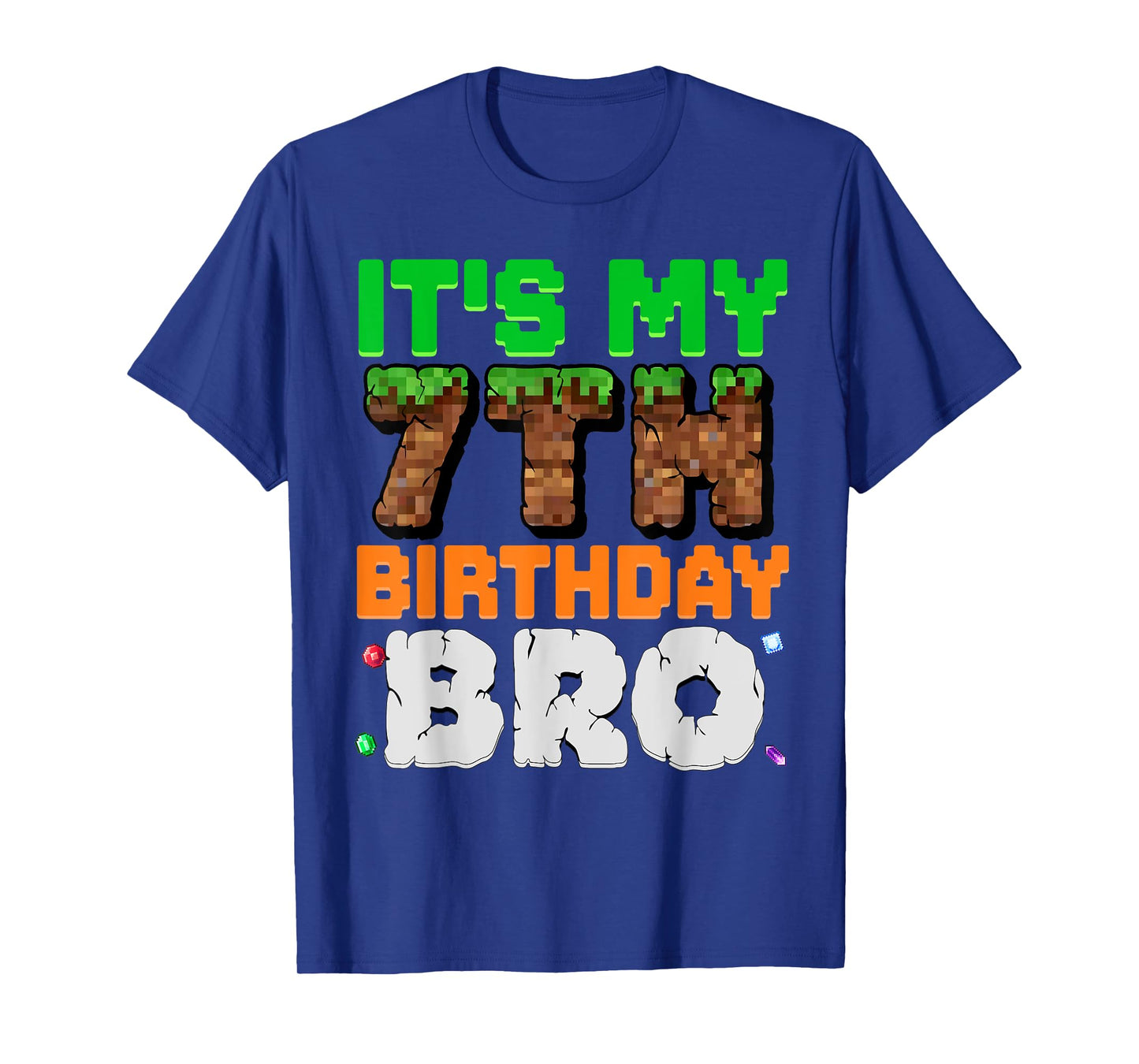 It's My 7th Birthday Bro Pixel Game 7 Year Old Birthday Boy T-Shirt