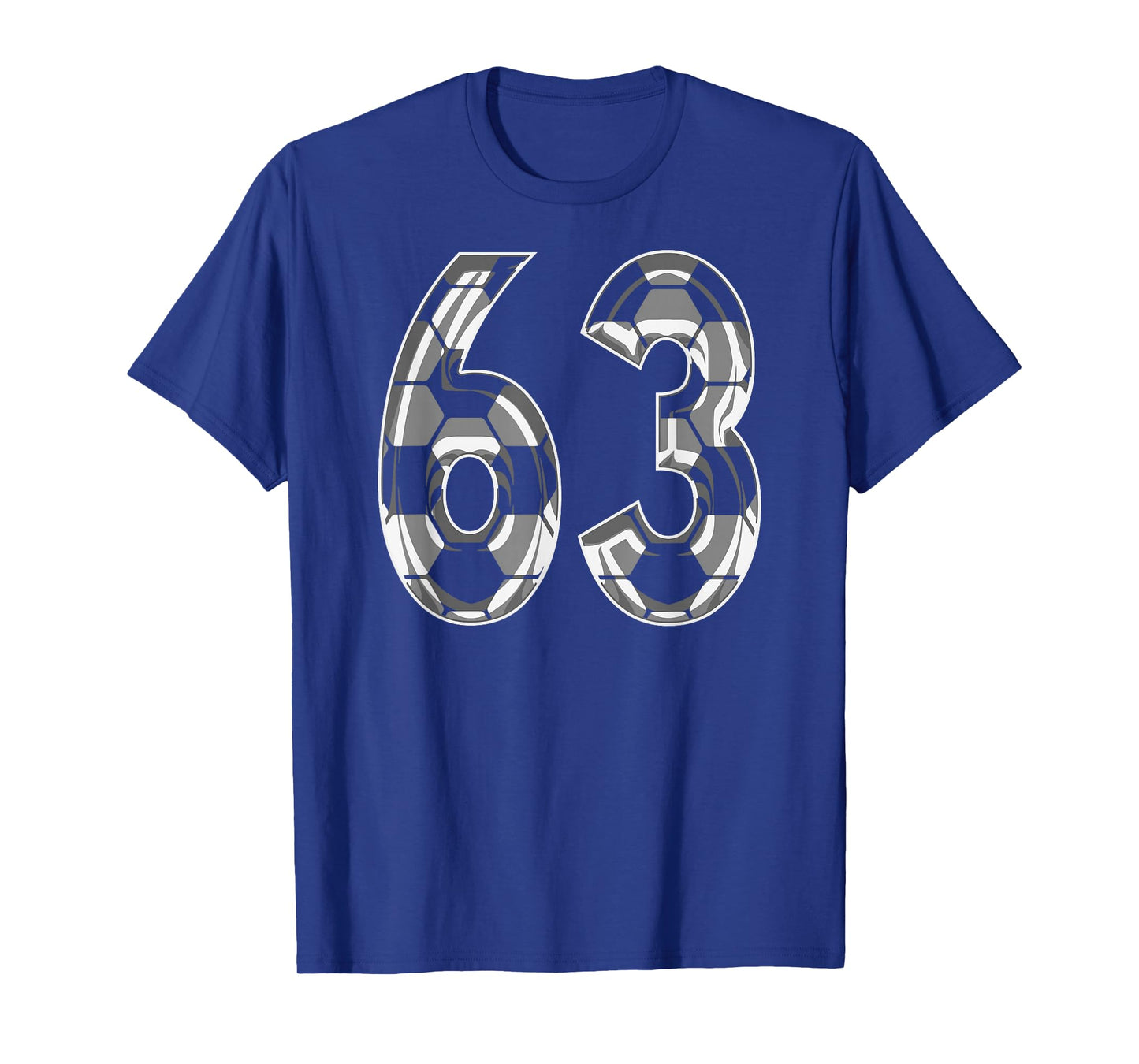 Silver Soccer Pattern Number 63 Jersey Player Uniform #63 T-Shirt