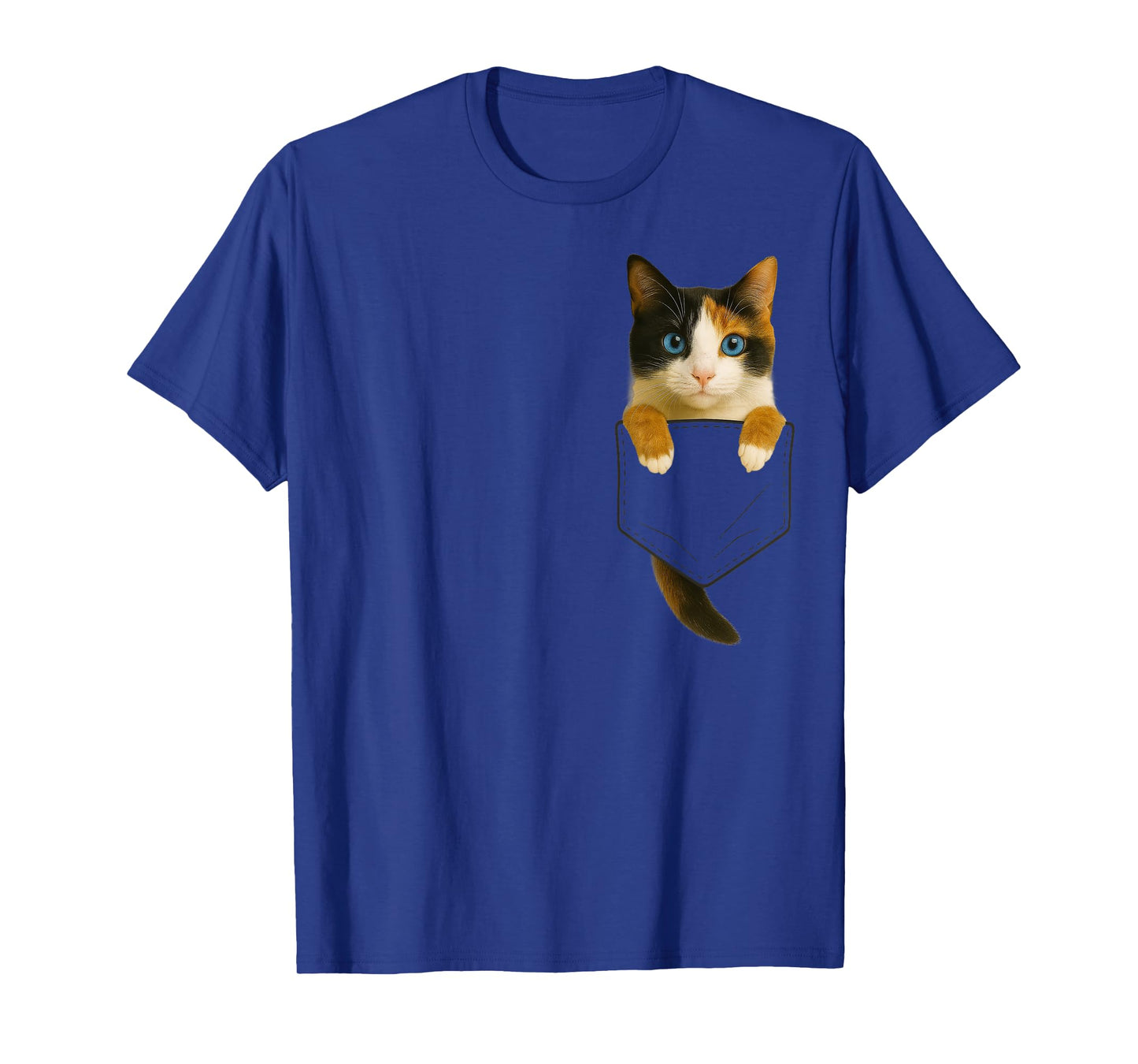 Cute Calico Cat Pocket Funny Gifts Cat Mom Cat Dad Cat Lover T-Shirt
