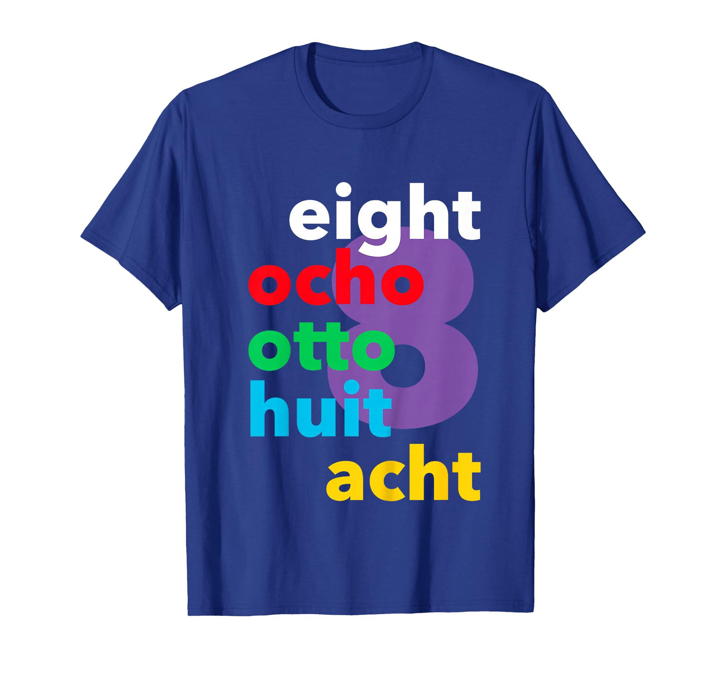 Eight Ocho Otto Huit Acht 8 Eighth Birthday Boys Girls Kids T-Shirt