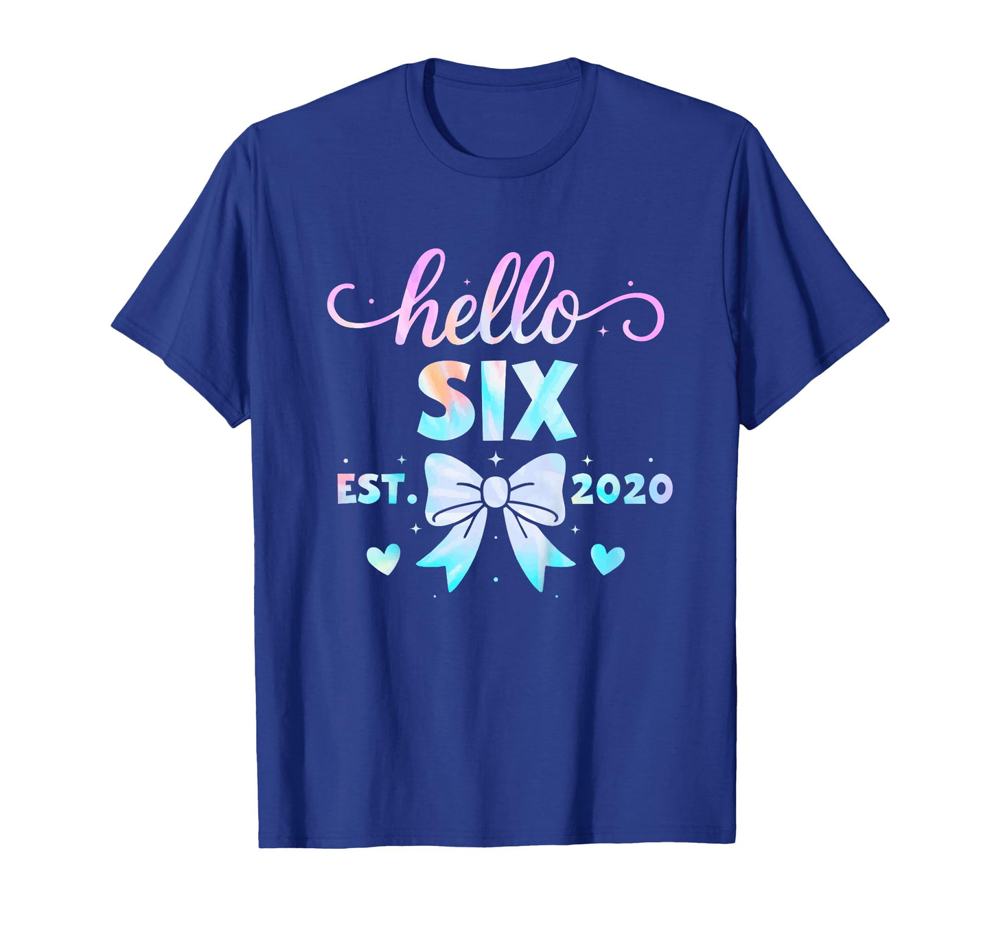 Kids Hello Six Coquette Bow 6th Birthday Girl, 6 Year Old Kids T-Shirt