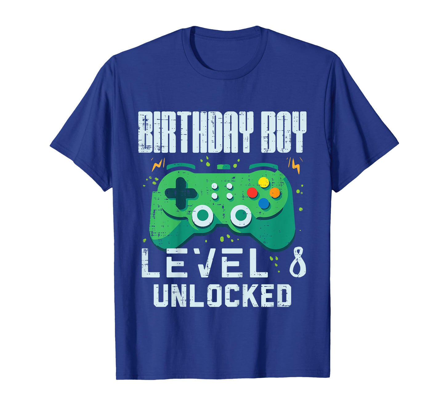 Kids Birthday Boy Level 8 Unlocked Gamer Controller 8th Bday Boys T-Shirt