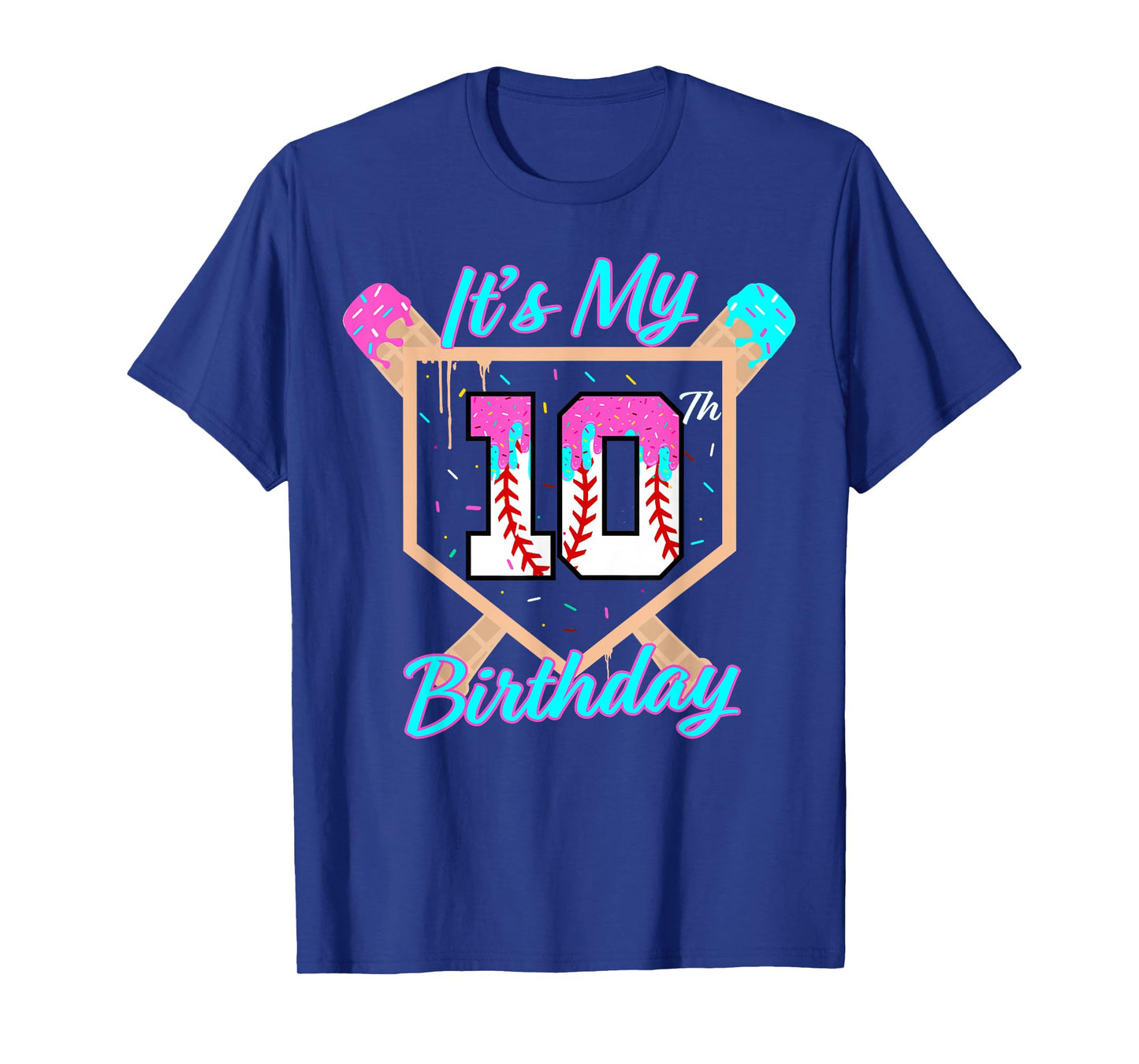 Baseball 10 Year Old Ice Cream Drip 10th Birthday Boy 10 T-Shirt