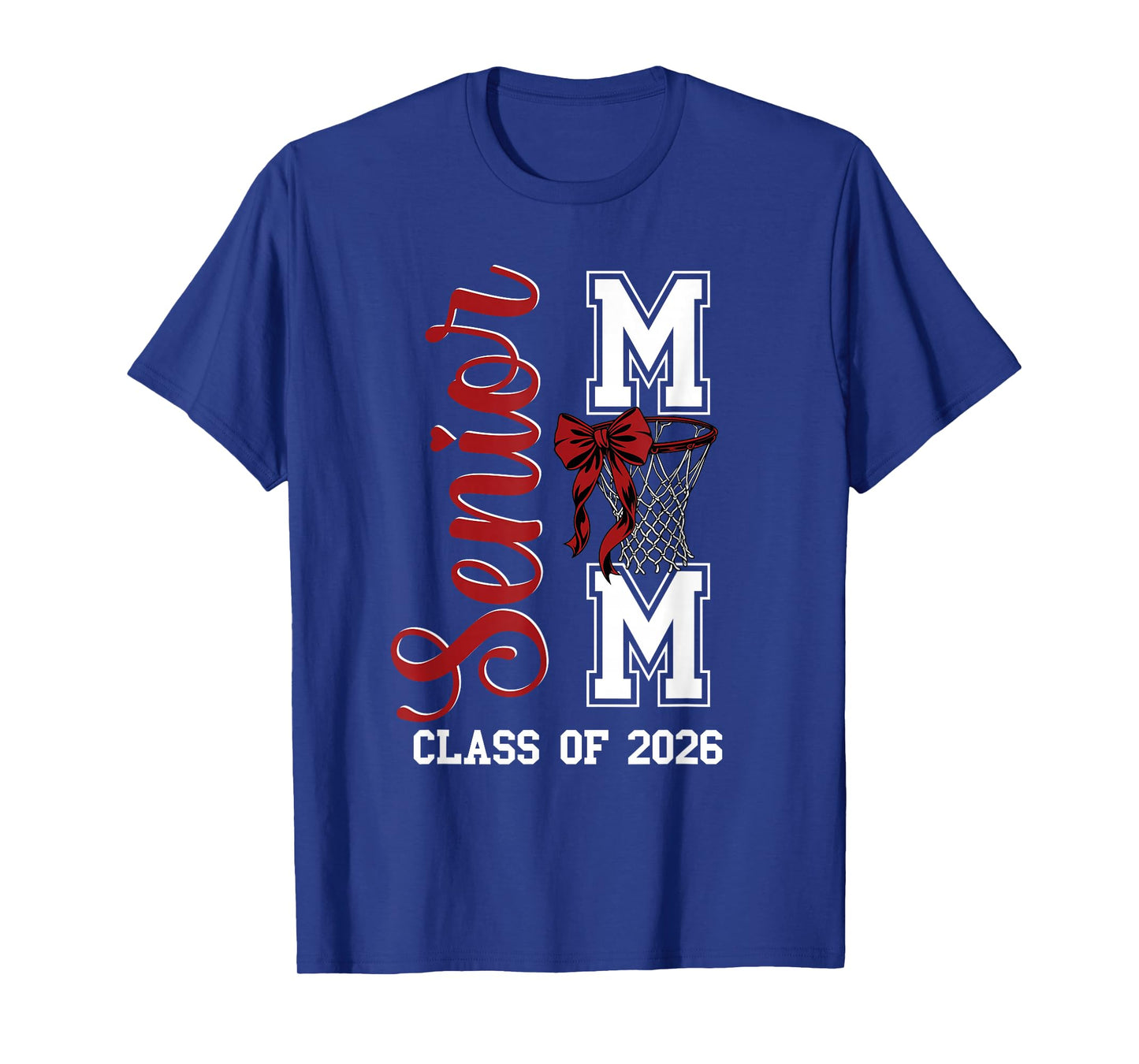 Red Basketball Bow Senior Mom Mama Class of 2026 Graduation T-Shirt