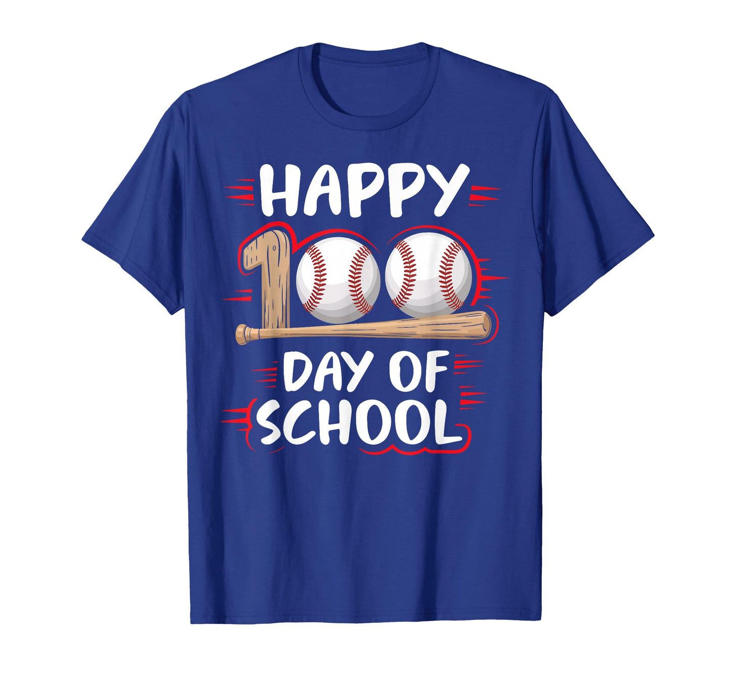 100 Days of School Baseball Theme Kids Teens Boys 100th Day T-Shirt