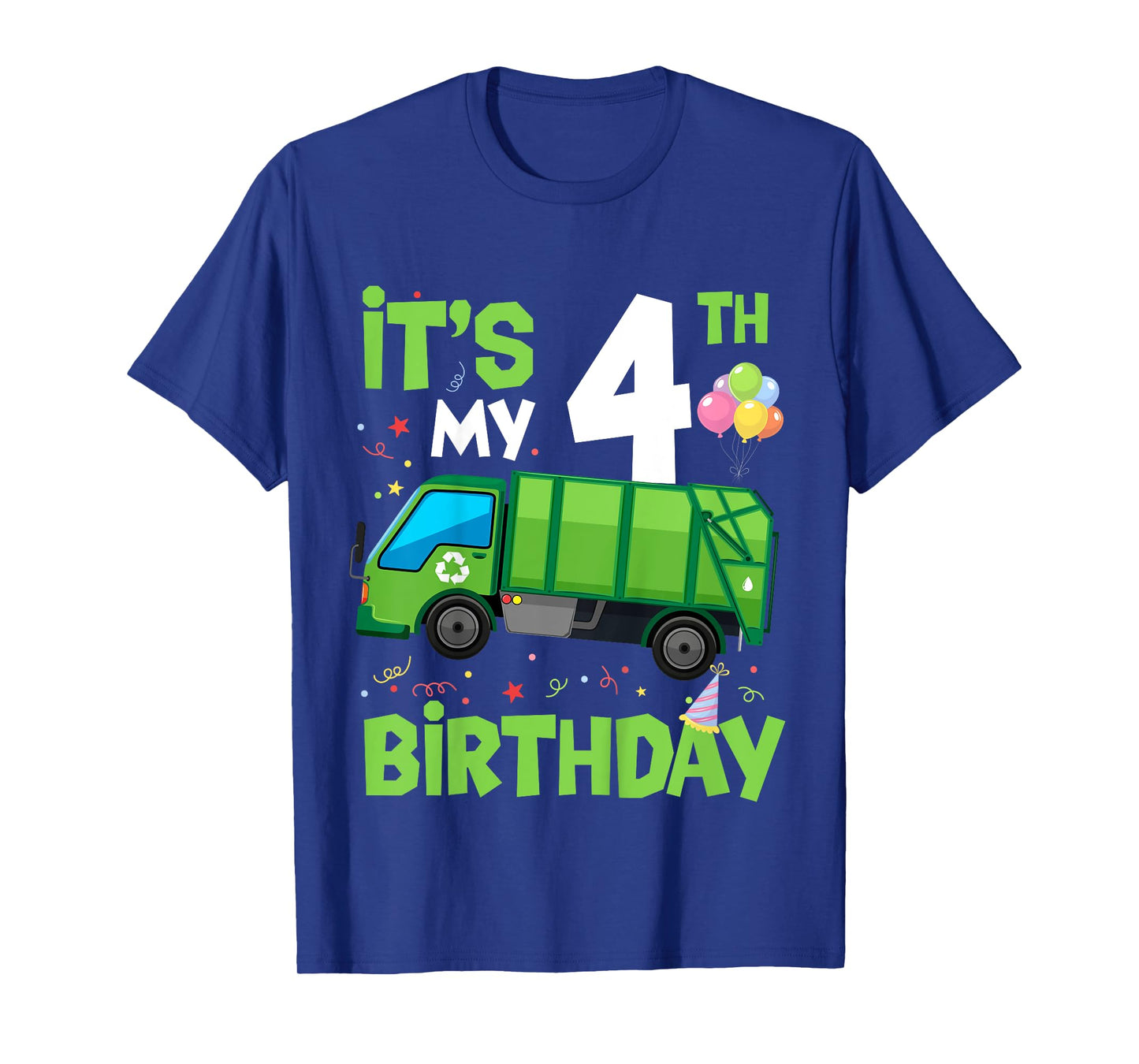Kids It's My 4th Birthday Garbage Truck 4 Year Old Birthday Boy T-Shirt