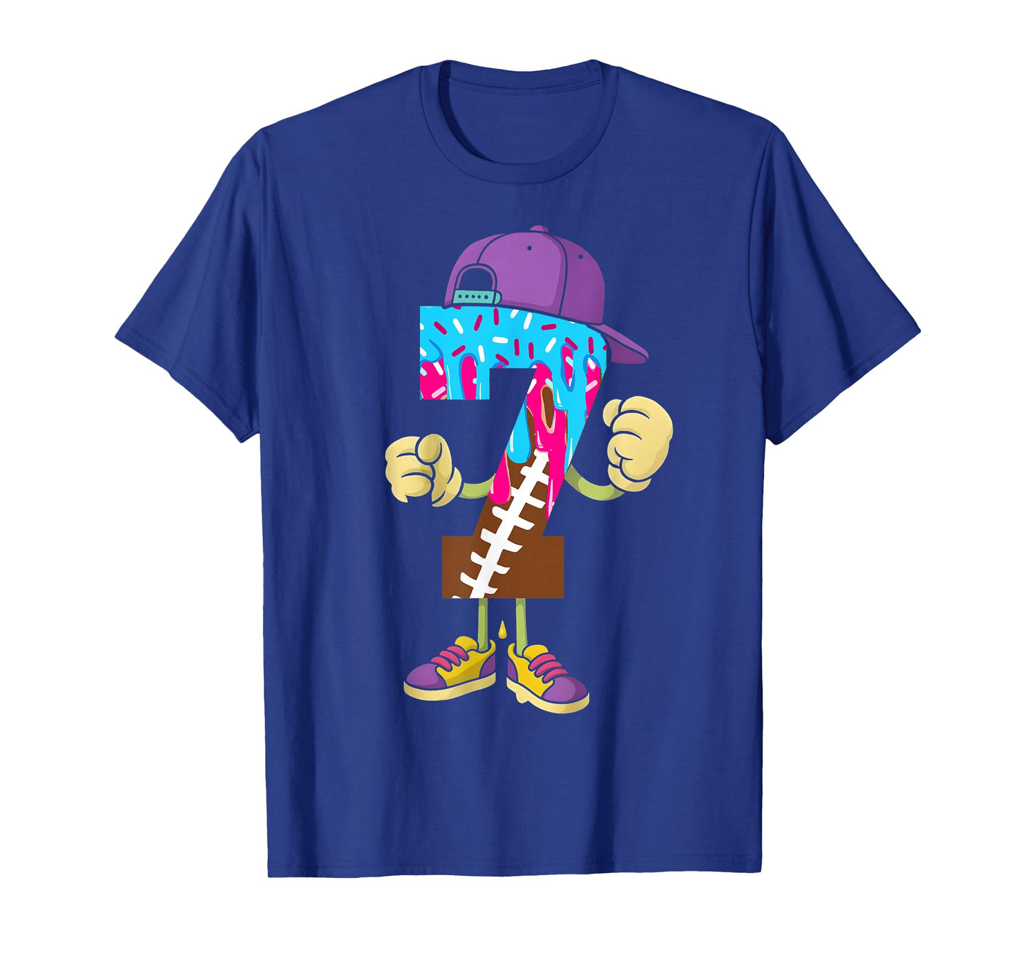 Football 7 Year Old Ice Cream Drip 7th Birthday Boys T-Shirt