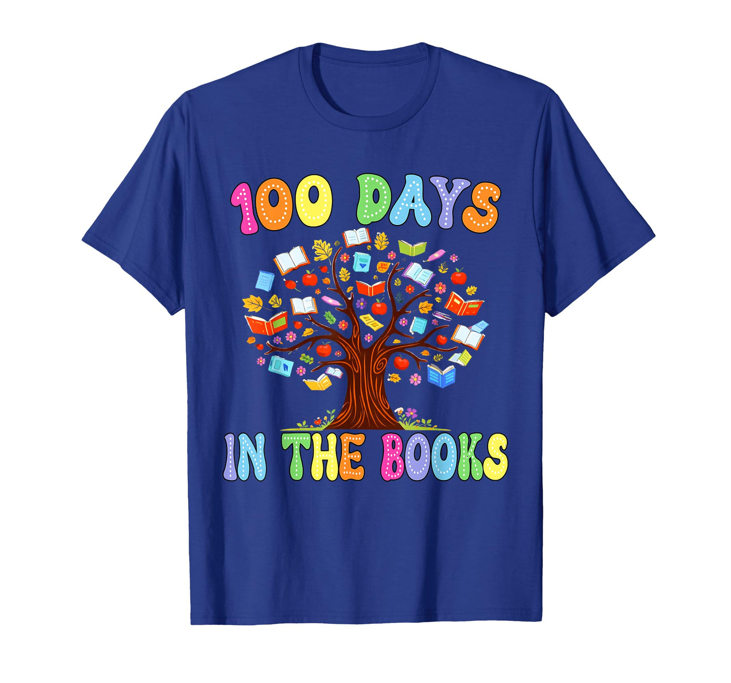 100 Days in The Books Colorful Teacher Tree Design T-Shirt