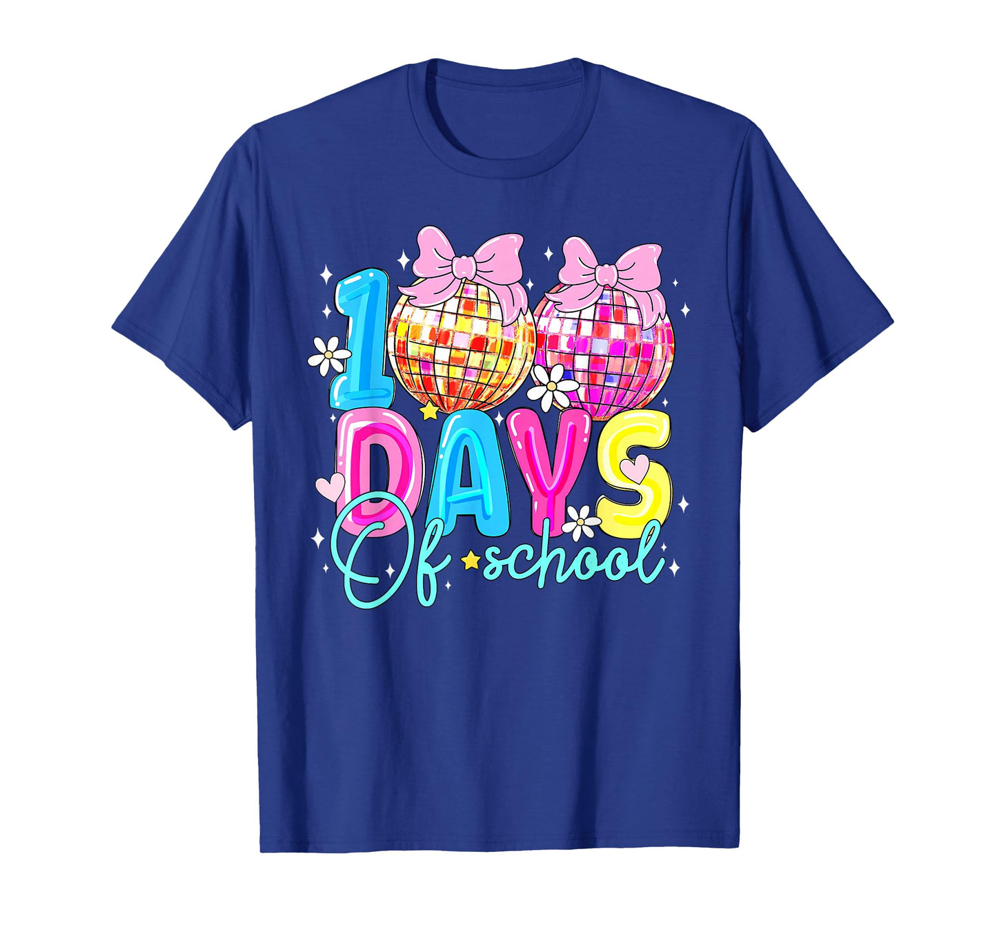 100 Days of School Disco Ball Coquette Bow Girl Kid Teacher T-Shirt