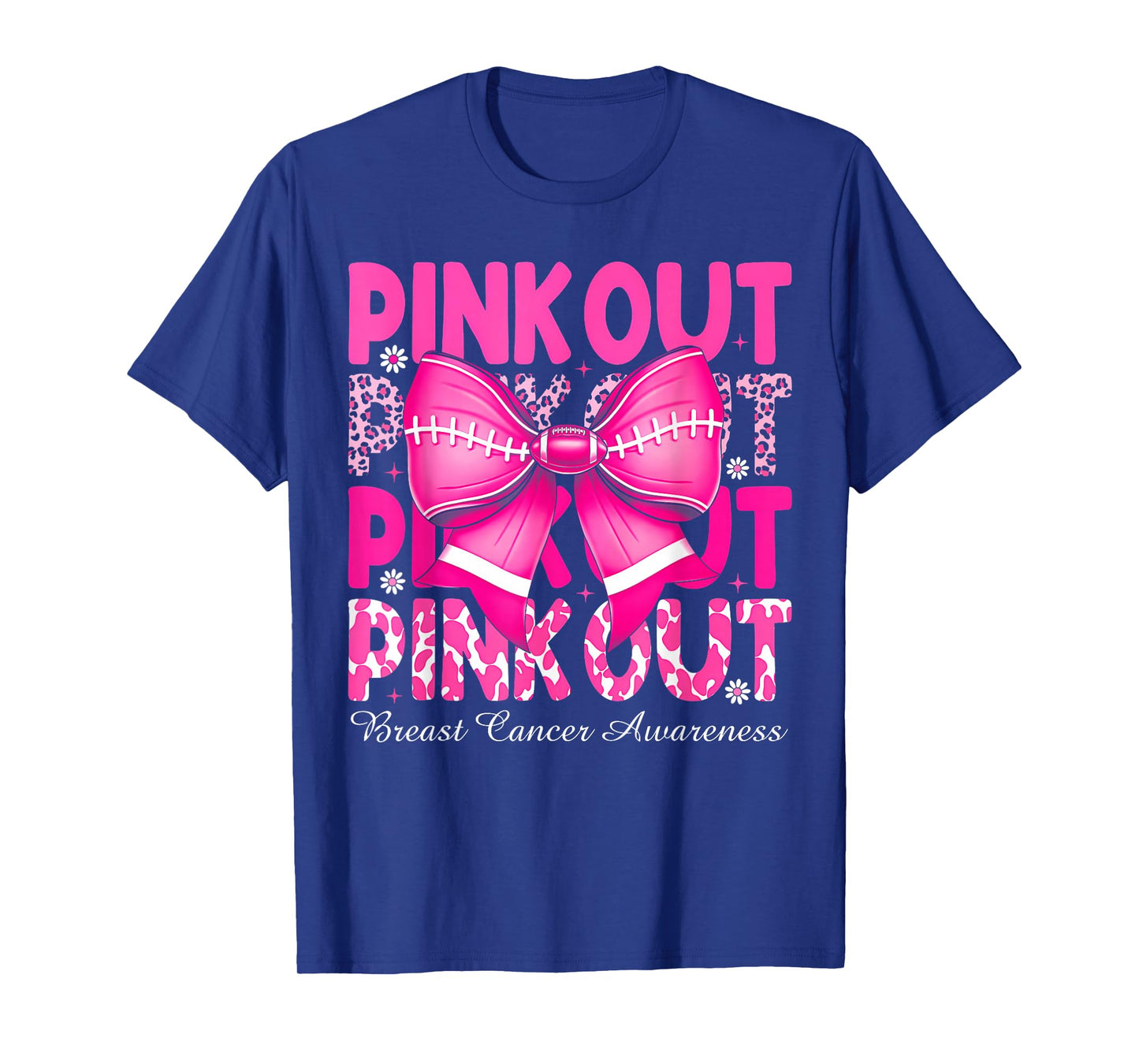 Pink Out Breast Cancer Football Coquette Bow Mom Girls Women T-Shirt