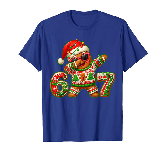 67 Christmas 6 7 Meme Gingerbread Man Xmas Pajamas Six Seven T-Shirt