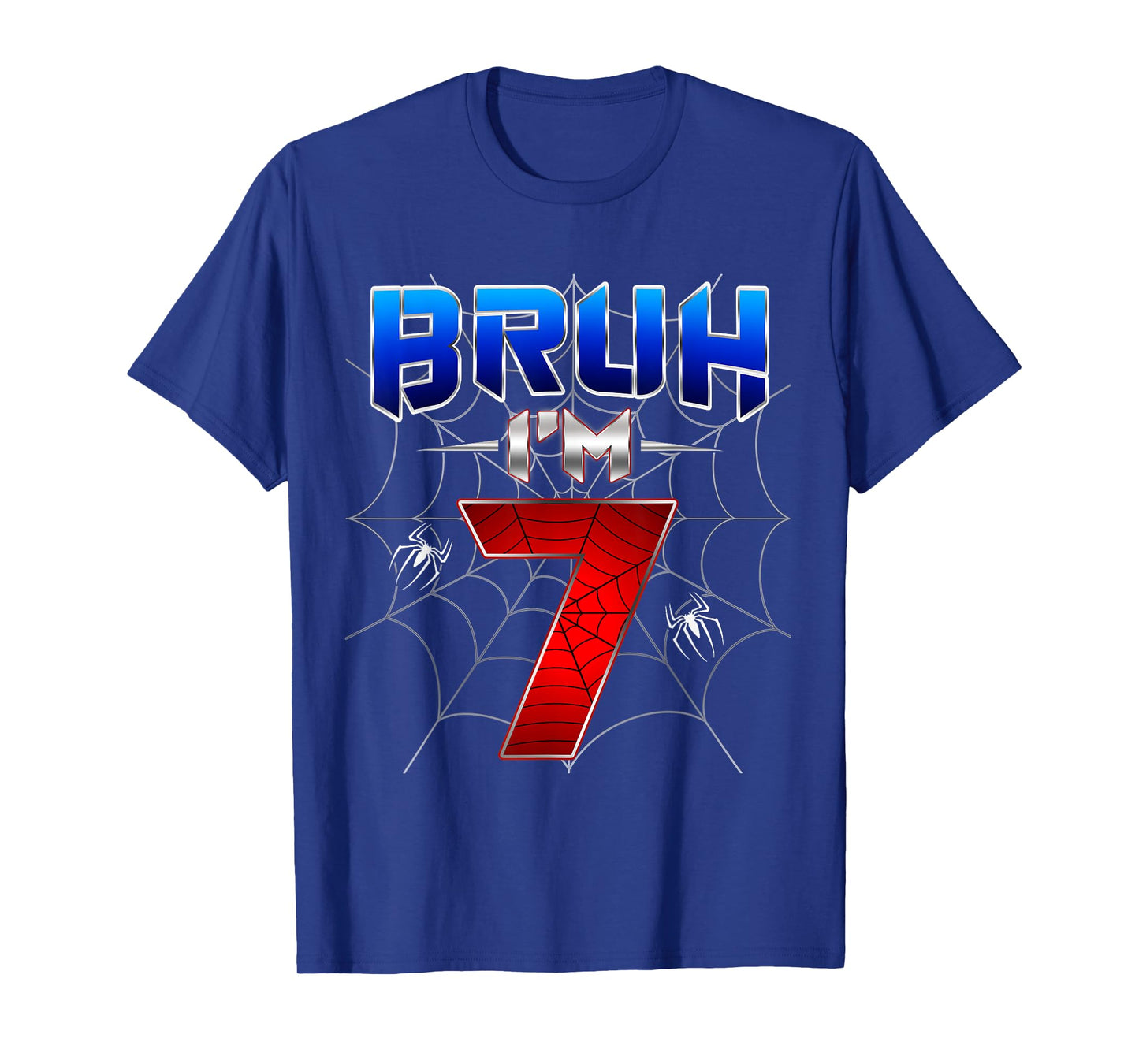 Bruh I'm 7 Year Old Birthday Spider Web Kid Boy 7th Birthday T-Shirt