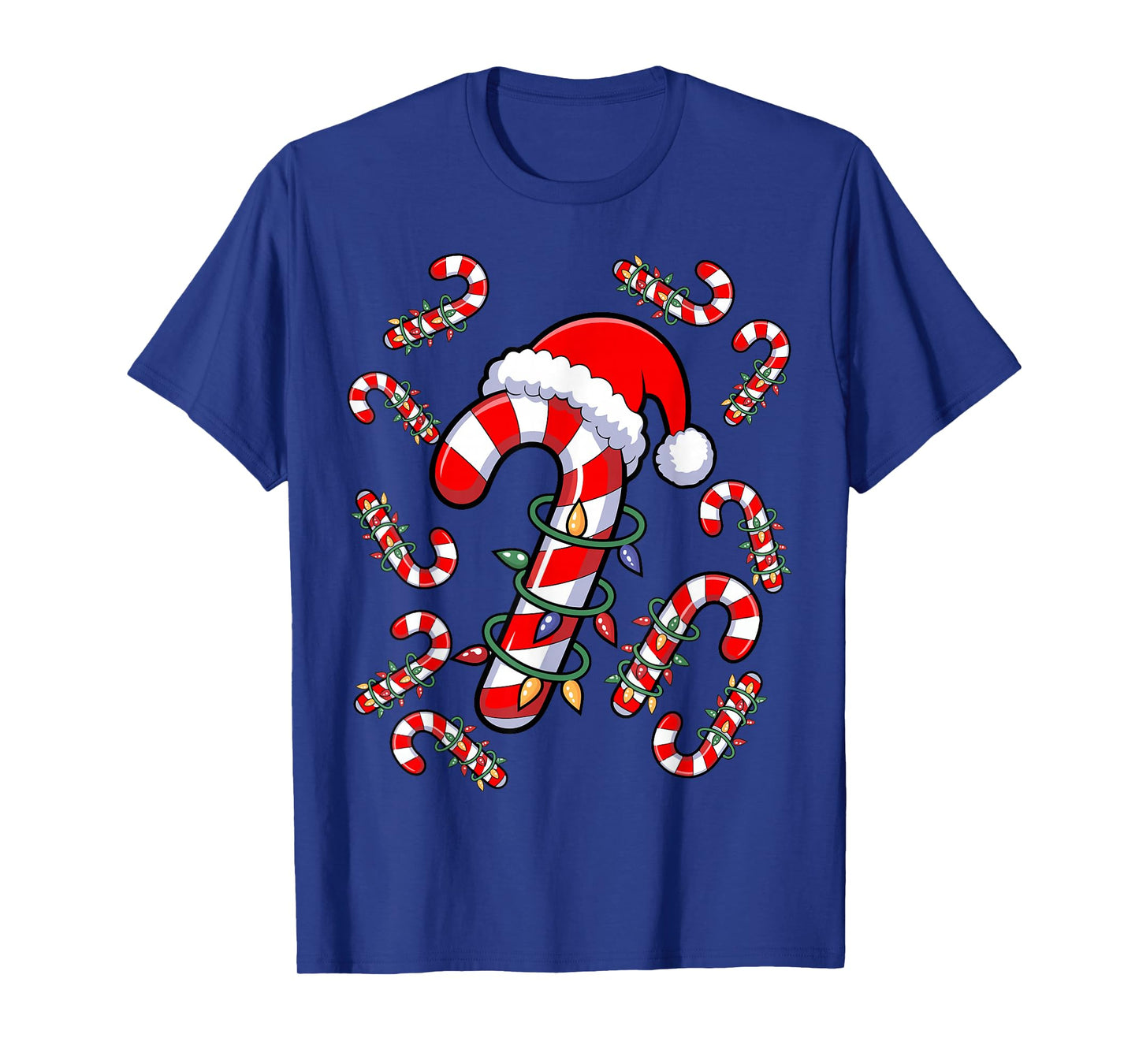 Red and White Candy Cane Santa Christmas Xmas Lights T-Shirt