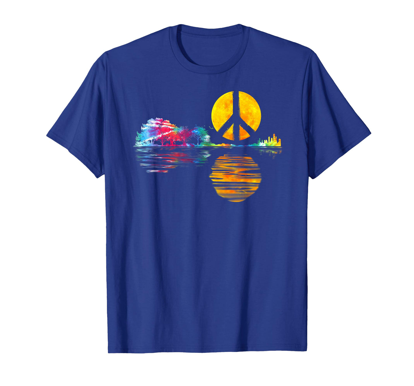 Hippie Guitar Moon I Guitarist Musician Peace Sign T-Shirt