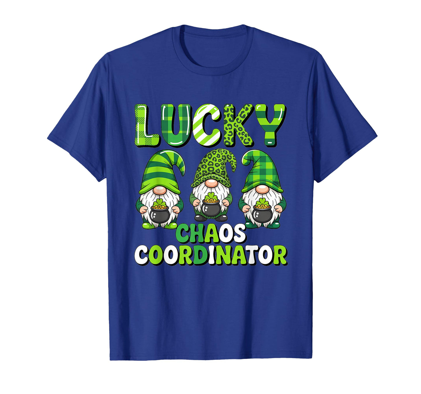 St Patrick's Day - Lucky Shamrock Leopard Gnomes Irish Women T-Shirt