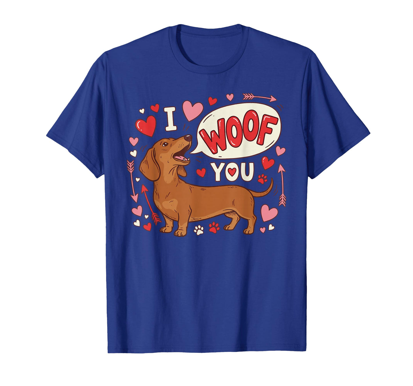 Dachshund Valentines Day I Woof You Love Wiener Dog Lover T-Shirt