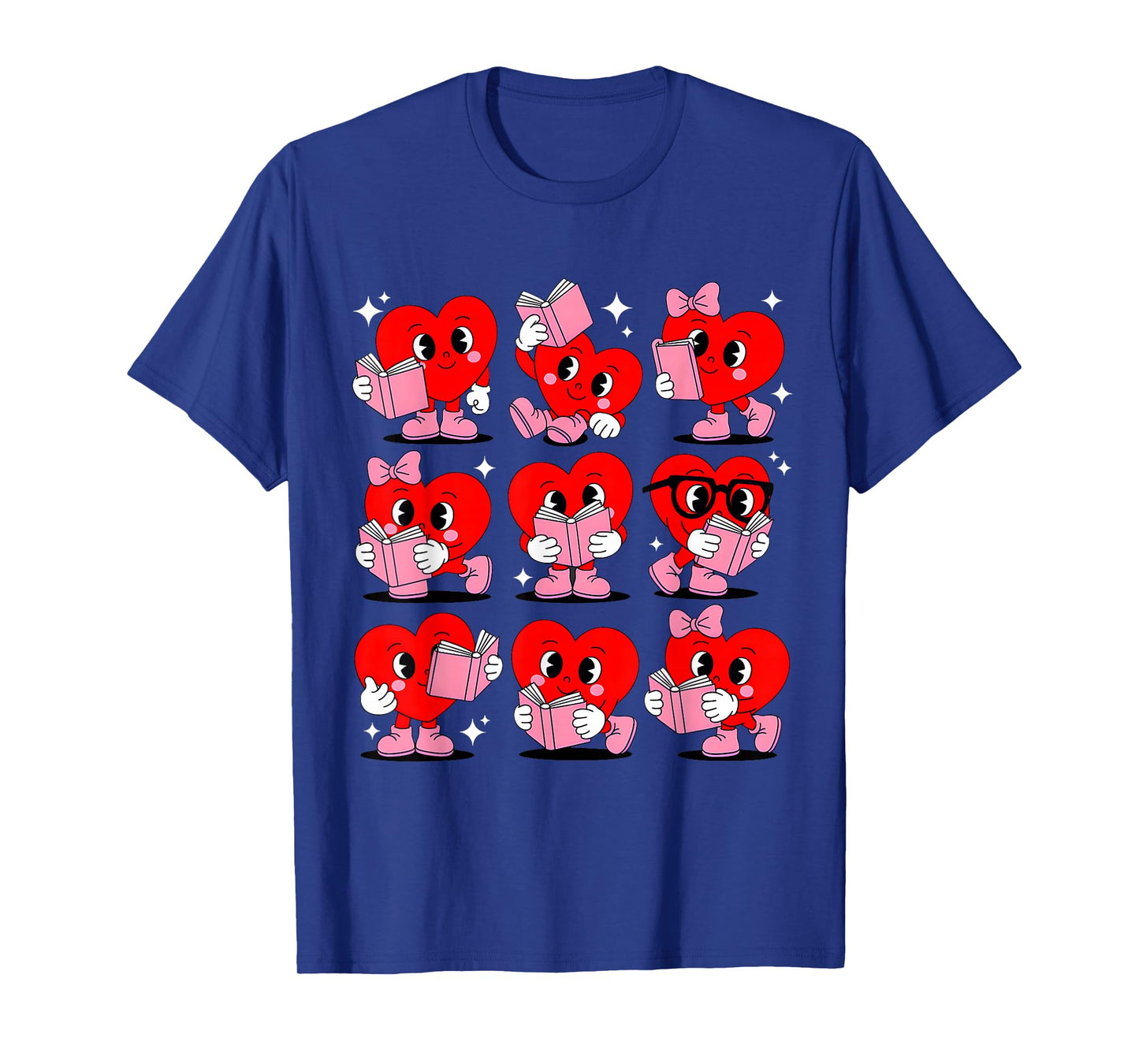 Heart Reading Books Valentine Teacher Boys Girls Book Lover T-Shirt