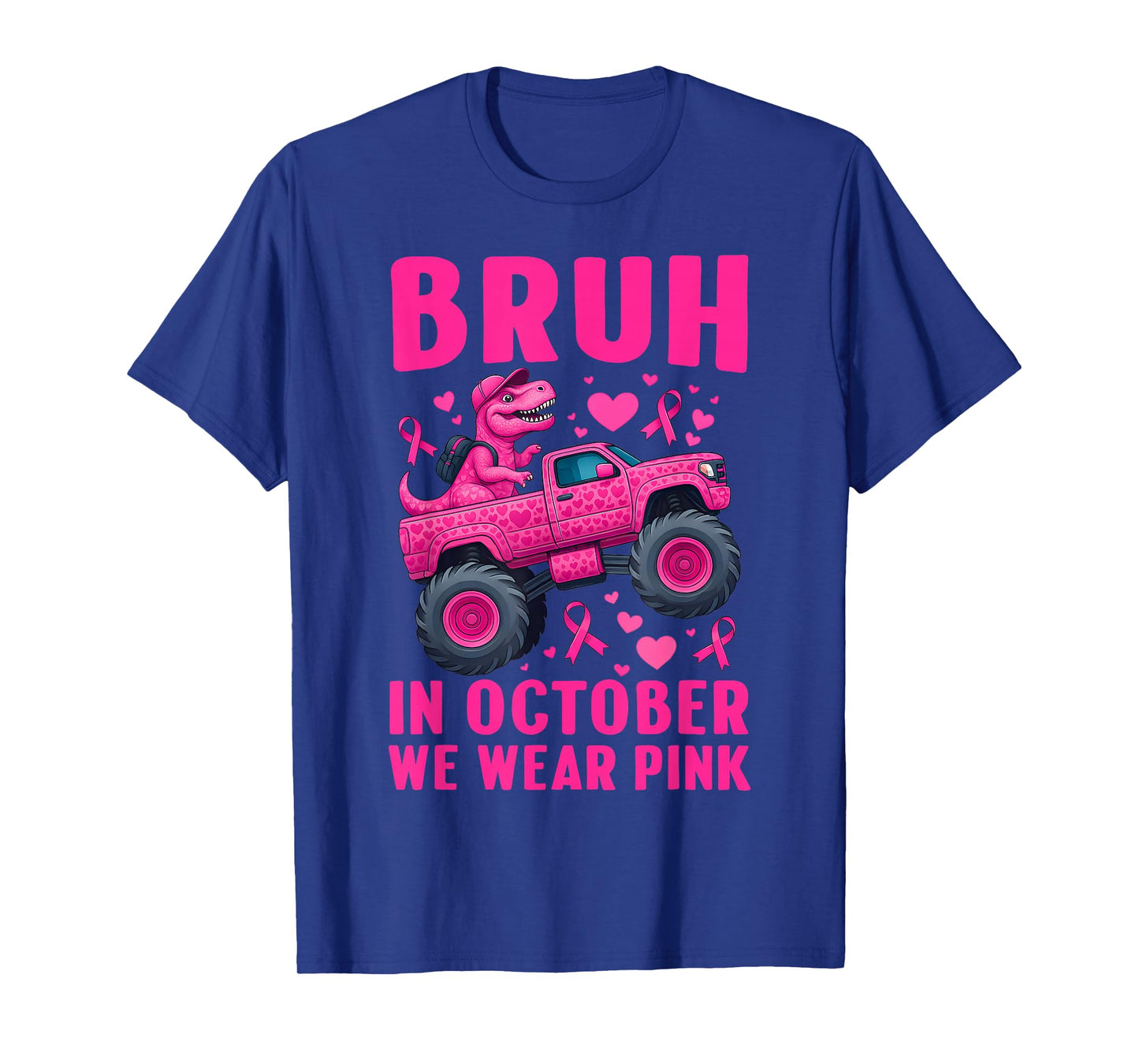 Bruh in October We Wear Pink Breast Cancer Kids Teen Girls T-Shirt