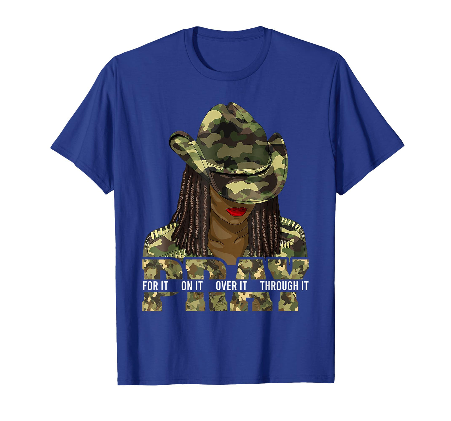 Pray On It Pray Over It Black Woman Afro Christian Sayings T-Shirt