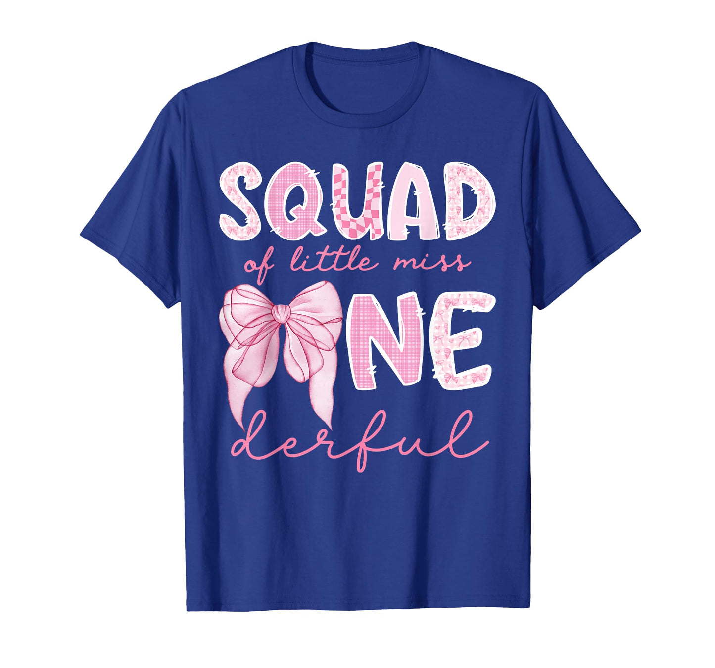 Squad of Little Miss Onederful First Birthday Girl Bow T-Shirt