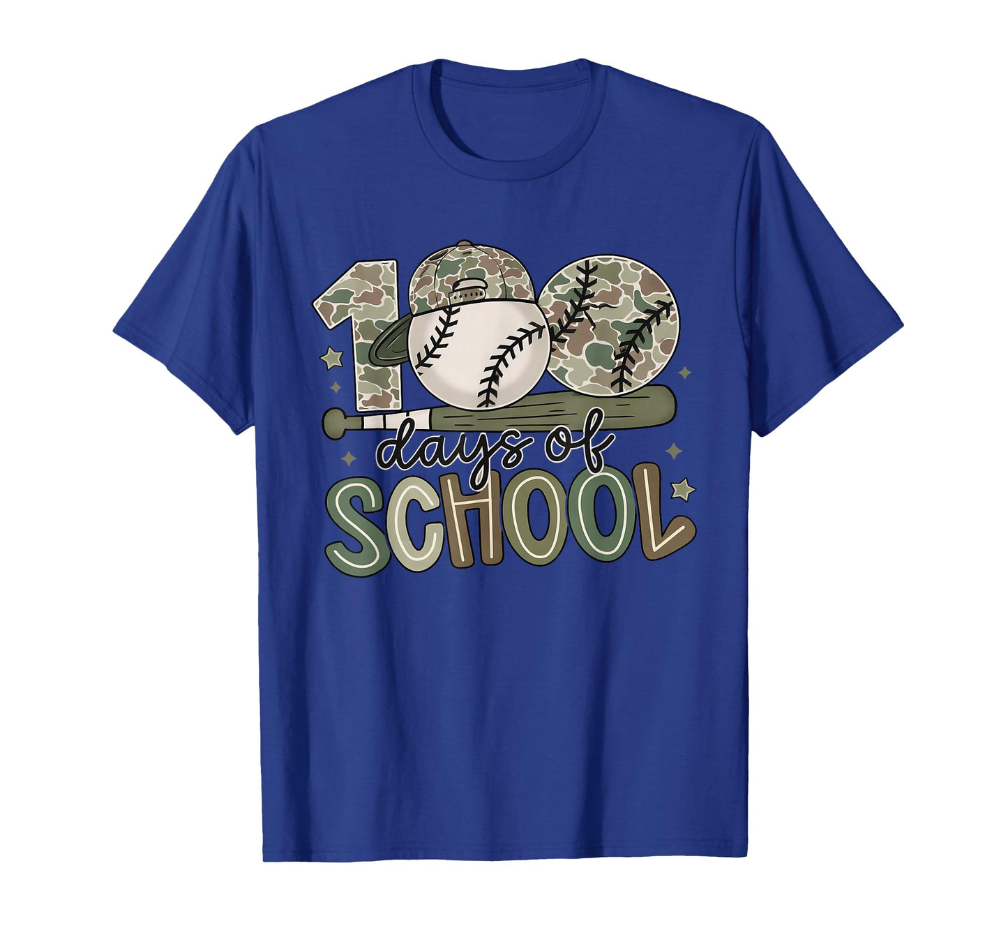 100 Days of School Baseball Camo Celebration T-Shirt