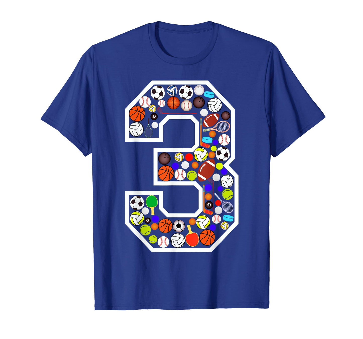 Kids 3rd Birthday Sports Big Number Three 3 Year Old Boy T-Shirt