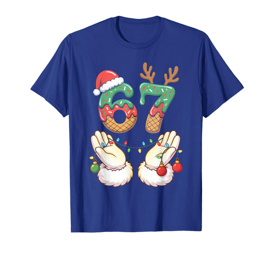 67 Meme Six Seven 6 7 Meme Funny Christmas Santa Reindeer T-Shirt