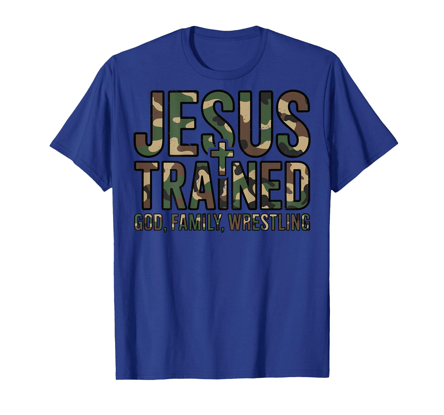 Youth Camo Christian Wrestling Jesus Trained Wrestler Boys T-Shirt