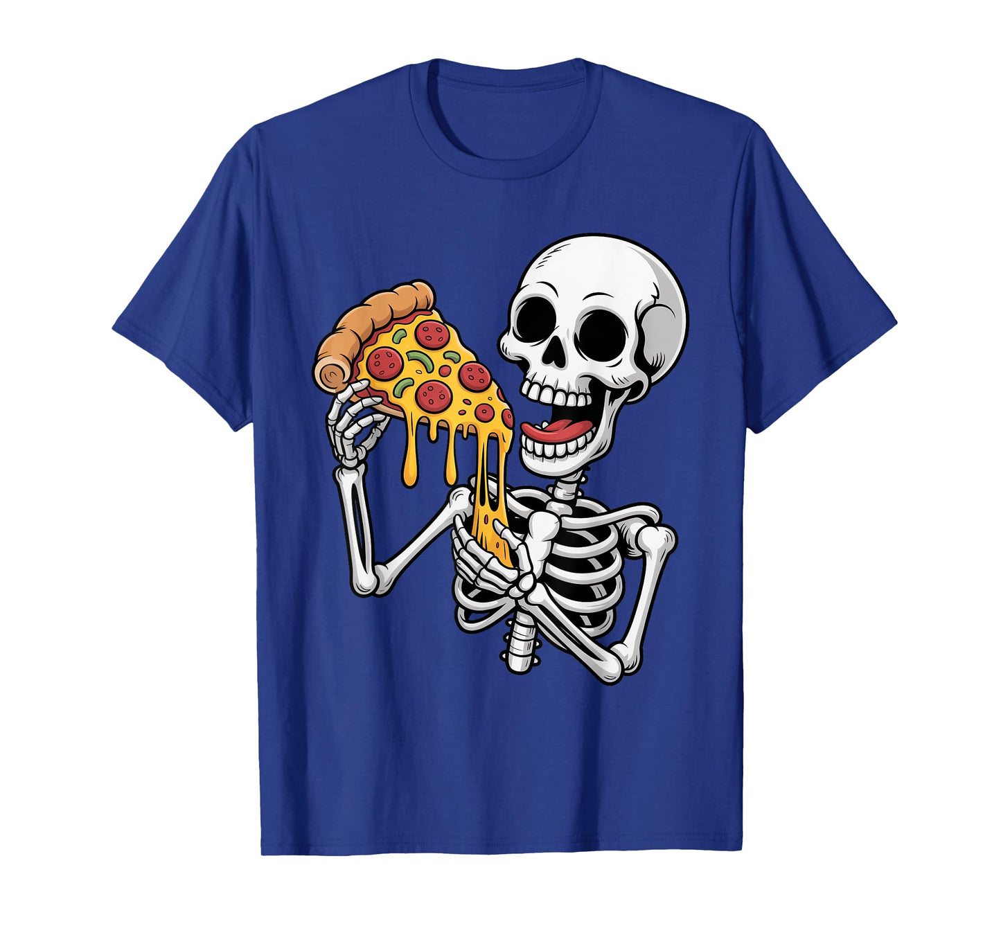 Creepy Skeleton Eating Pizza Halloween Costume Spooky Season T-Shirt