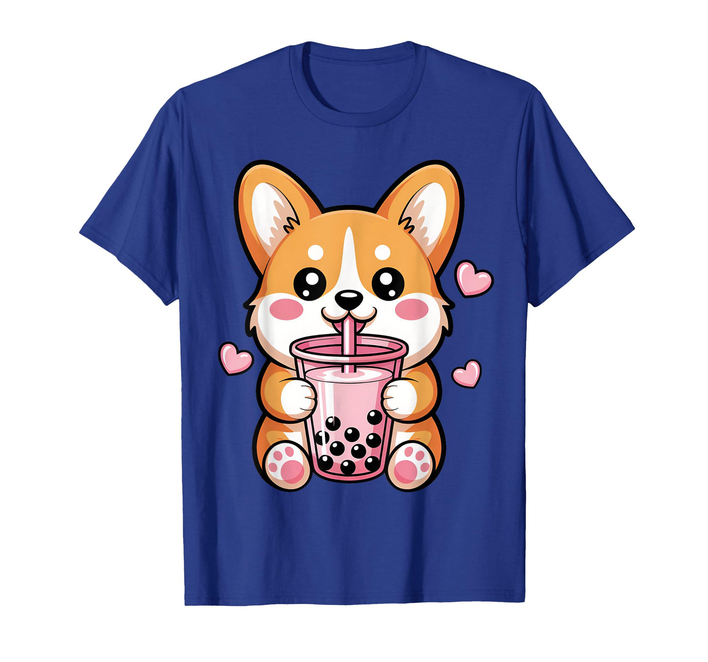 Funny Corgi Drinking Boba Bubble Tea Cute Kawaii Anime Corgi T-Shirt