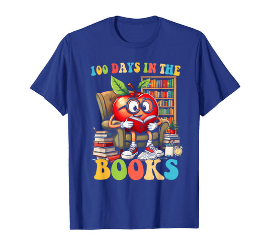 100 Days in The Books Reading Teacher 100th Day of School T-Shirt