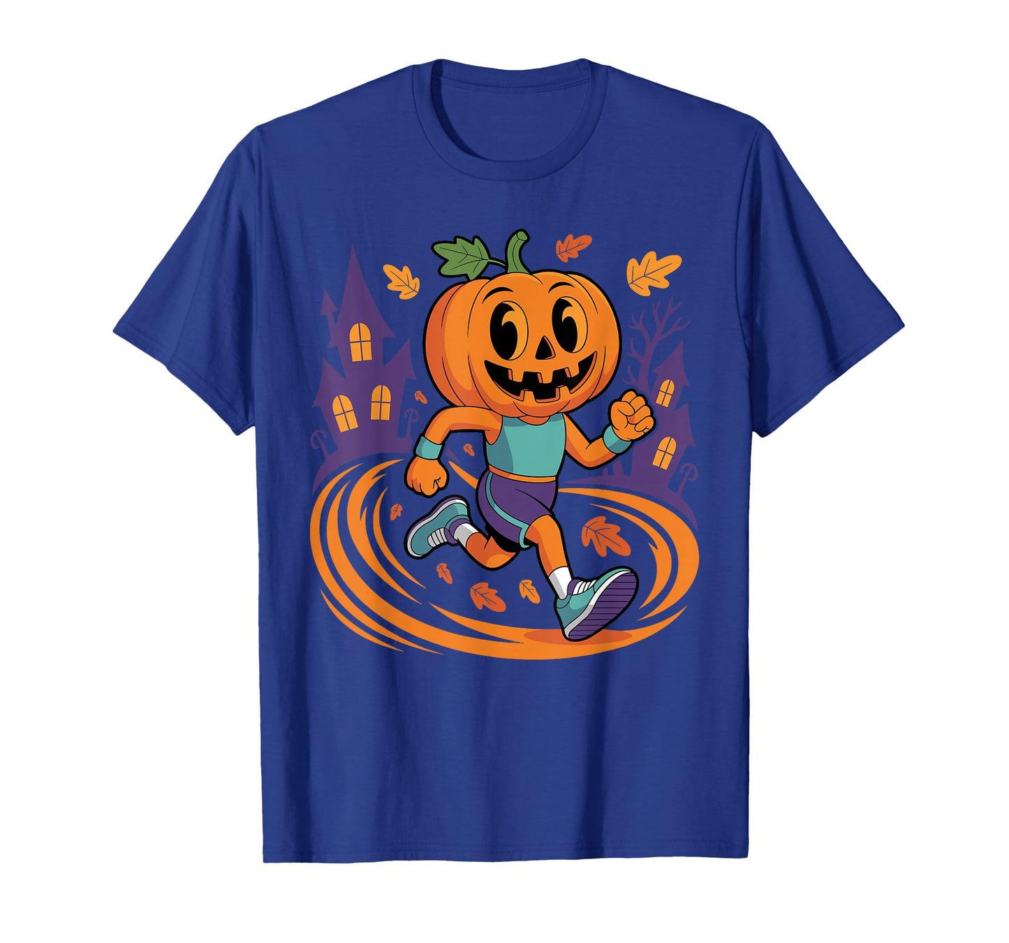 Halloween Pumpkin Running Fall Costume Funny Runner Marathon T-Shirt