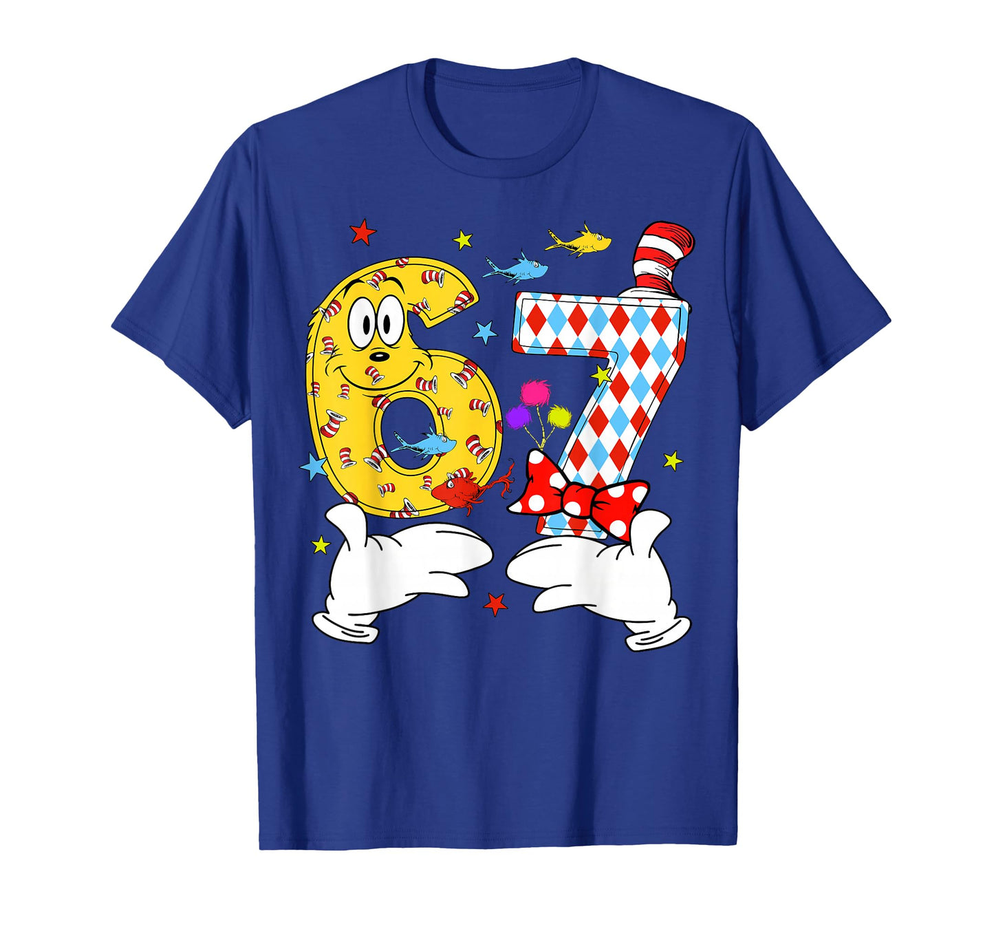 6 7 Meme Hands Six Seven Read Reading Day Book Lovers Kids T-Shirt