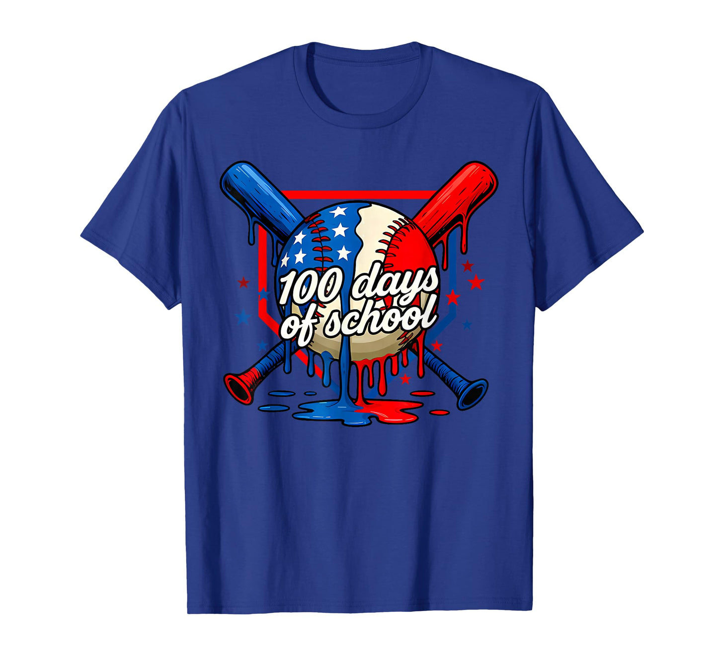 100 Days of School 100th Day Youth Drip Baseball Boys Kid T-Shirt