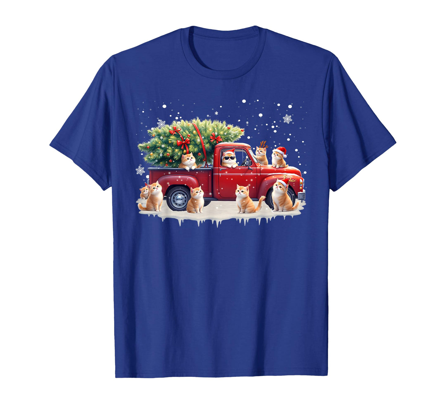 Oriental Cat Red Truck Christmas Tree Santa Ugly Xmas T-Shirt