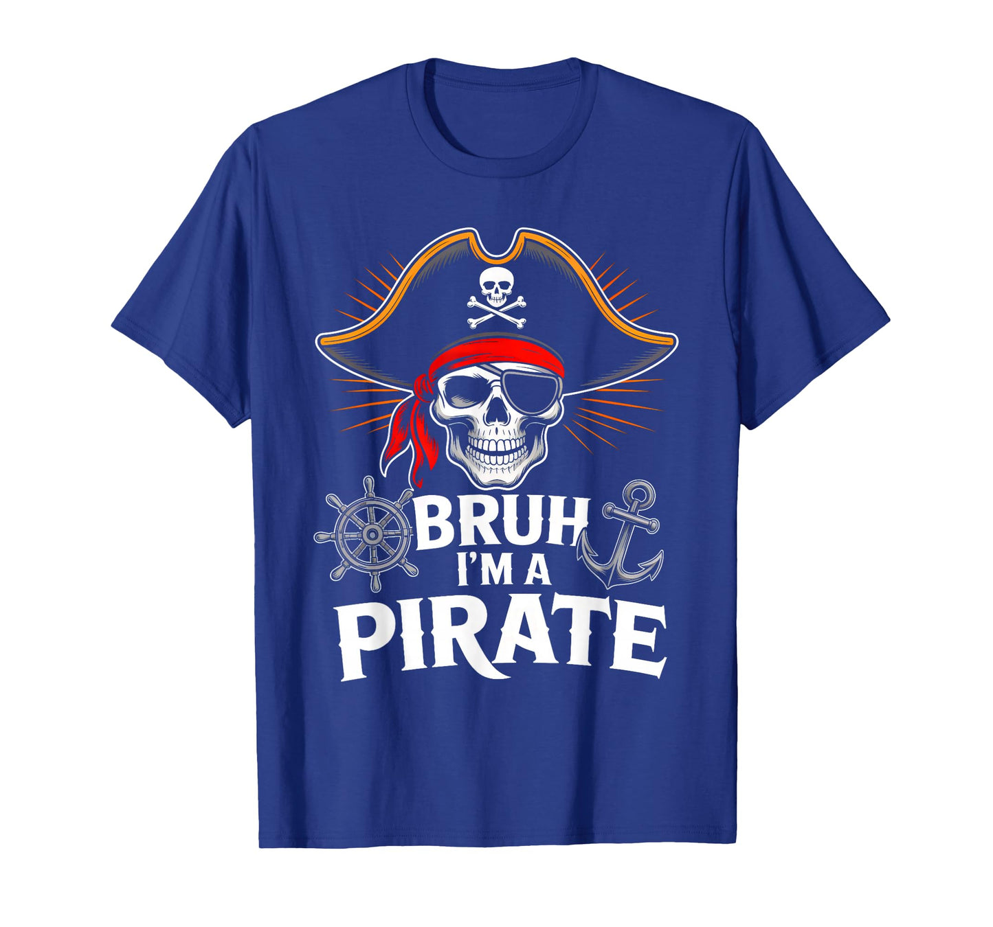 Bruh I'm a Pirate Skull Bandana Halloween Costume Boys Kids T-Shirt