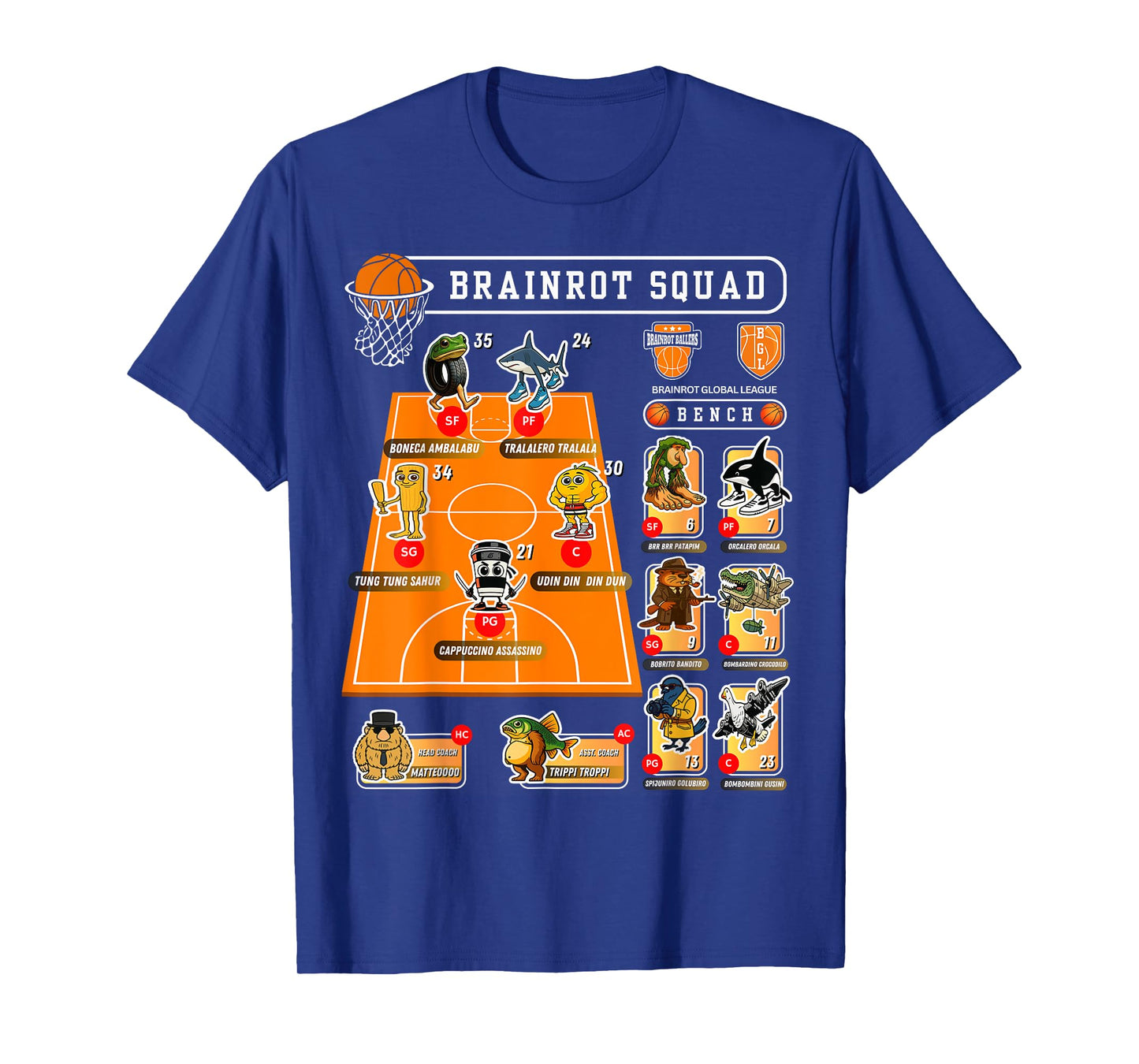 Italian-Brainrot Basketball Squad Sport Meme Funny Baller T-Shirt