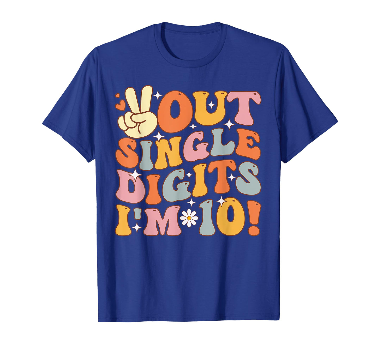 Peace Out Single Digits Retro Groovy 10th Birthday Kids Girl T-Shirt