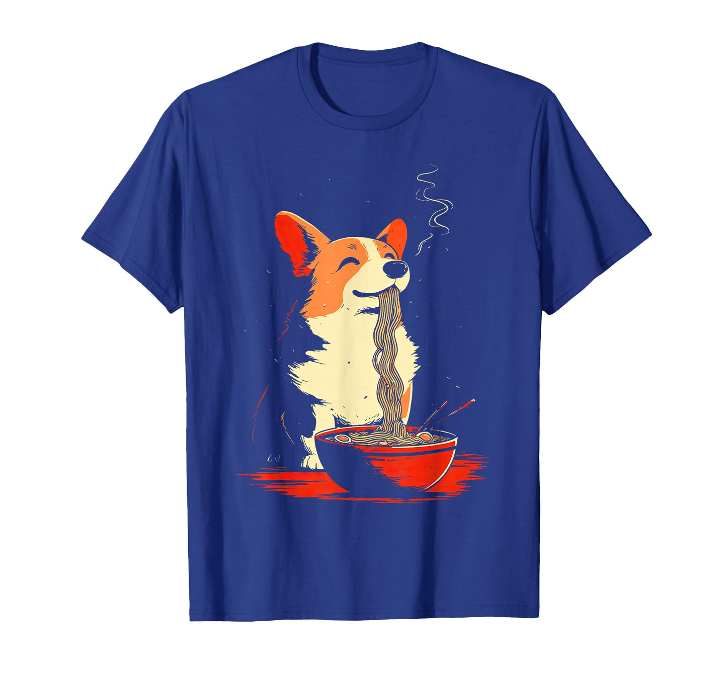 Retro Kawaii Ramen Corgi Japanese Noodles Dog Eating Ramen T-Shirt