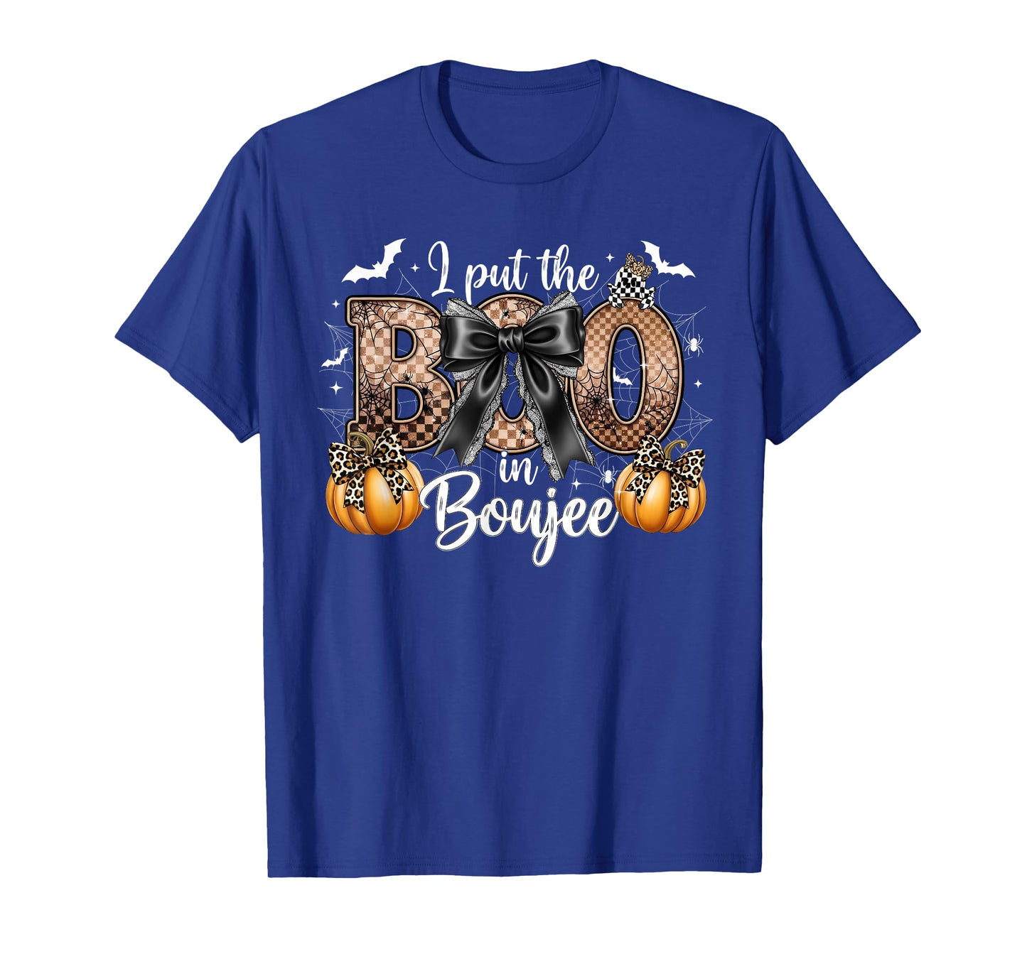 I Put The Boo In Boujee Coquette Bow Pumpkin Happy Halloween T-Shirt
