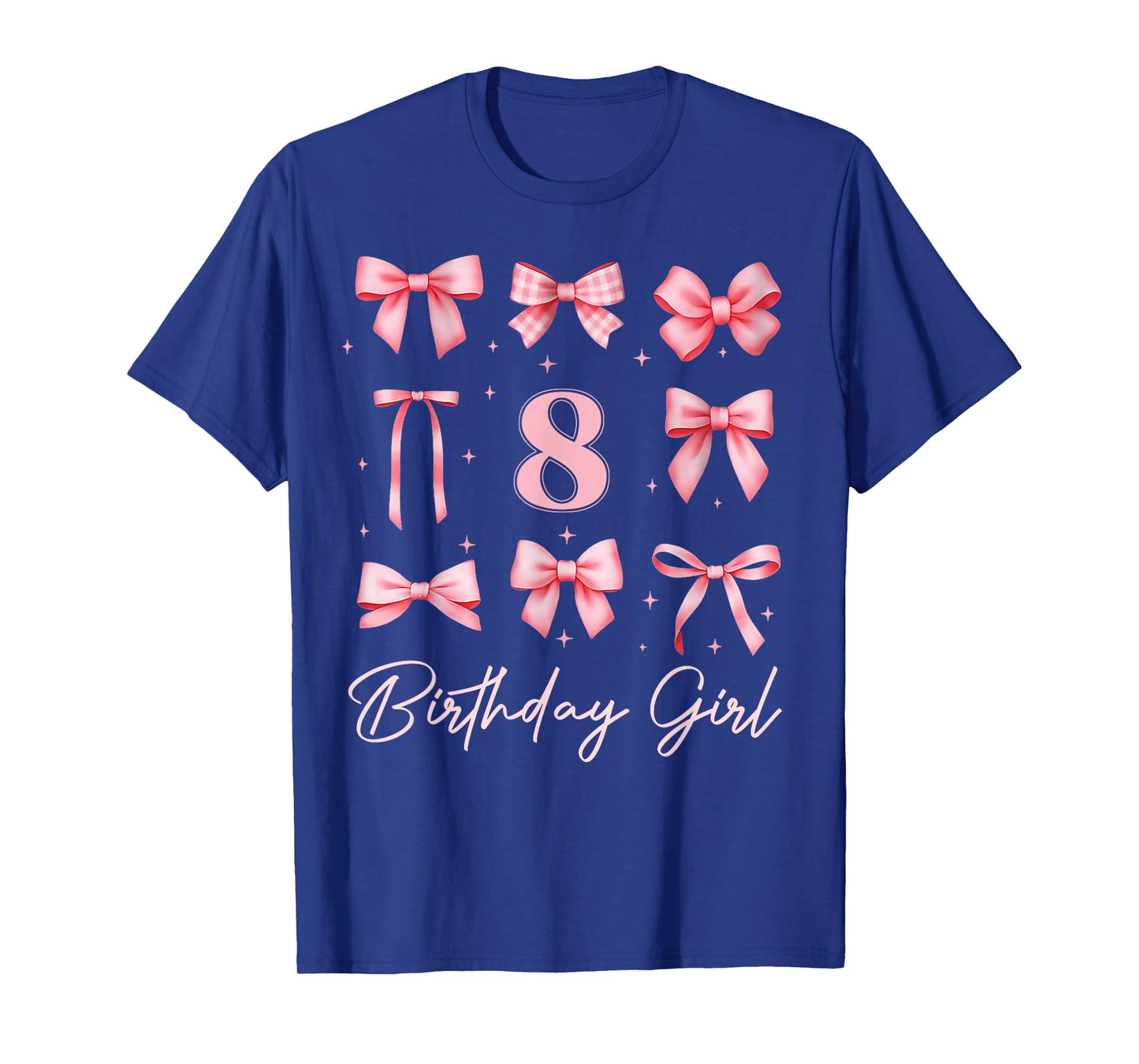 Kids 8th Birthday Girl Coquette Bow Pink 8 Year Old Bday T-Shirt
