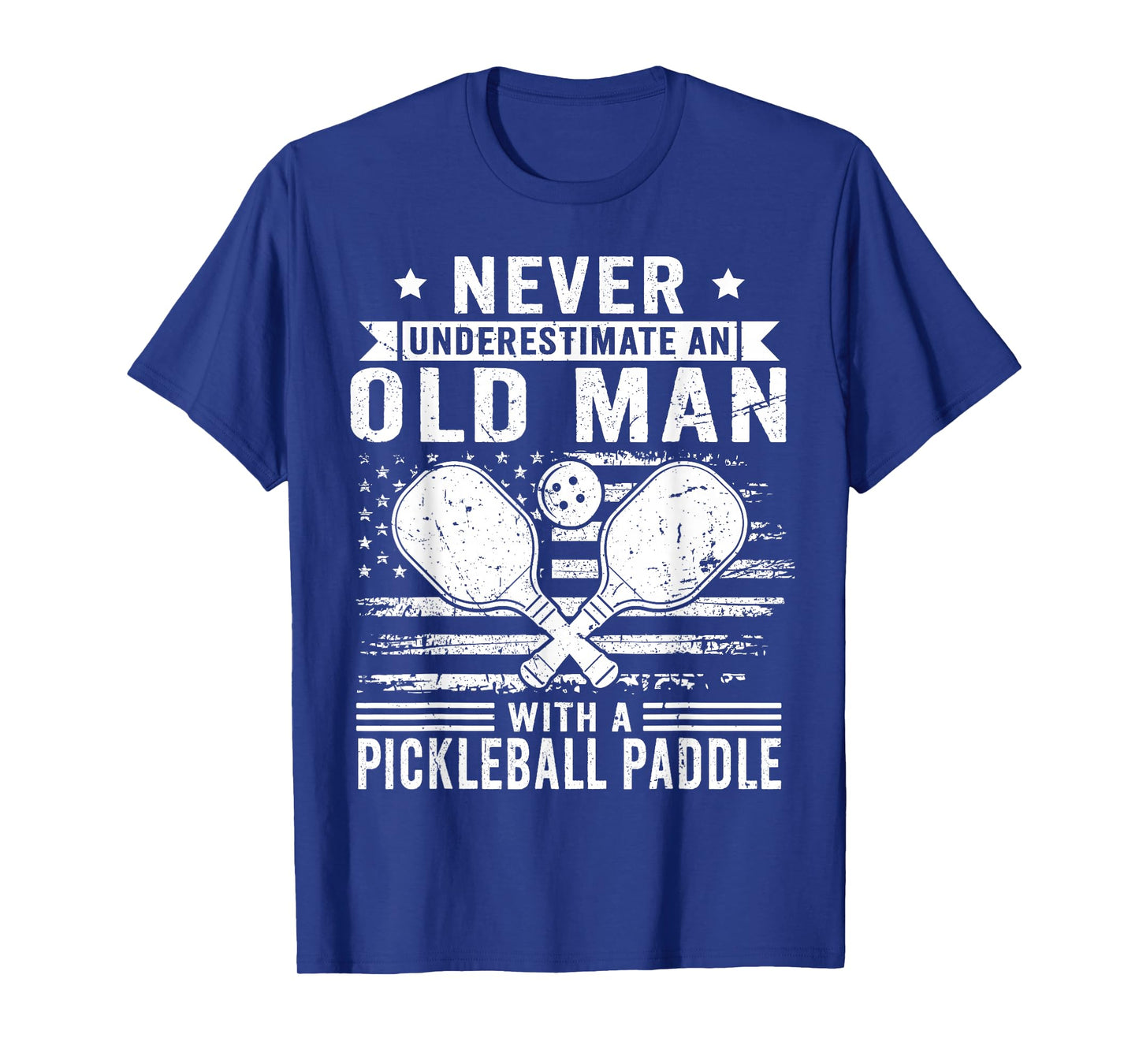 Never Underestimate an Old Man with a Pickleball Paddle Men T-Shirt