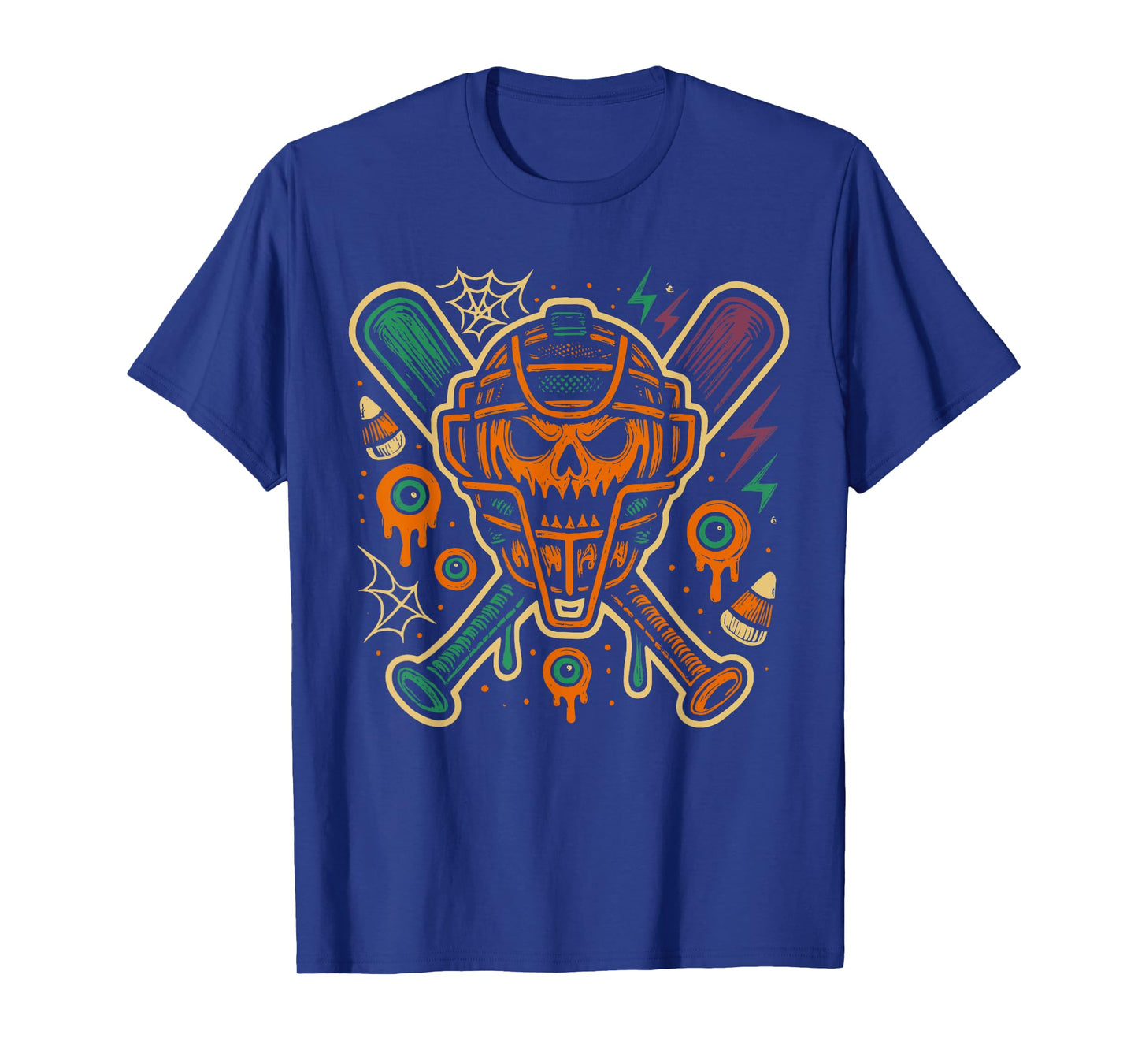 Baseball Drip Catcher Mask & Bats Halloween Ice Cream Drip T-Shirt