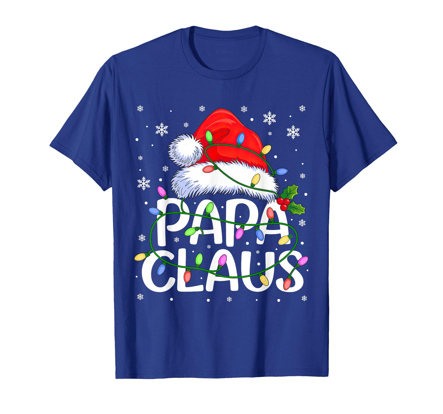 Mens Papa Claus Christmas Lights T-Shirt